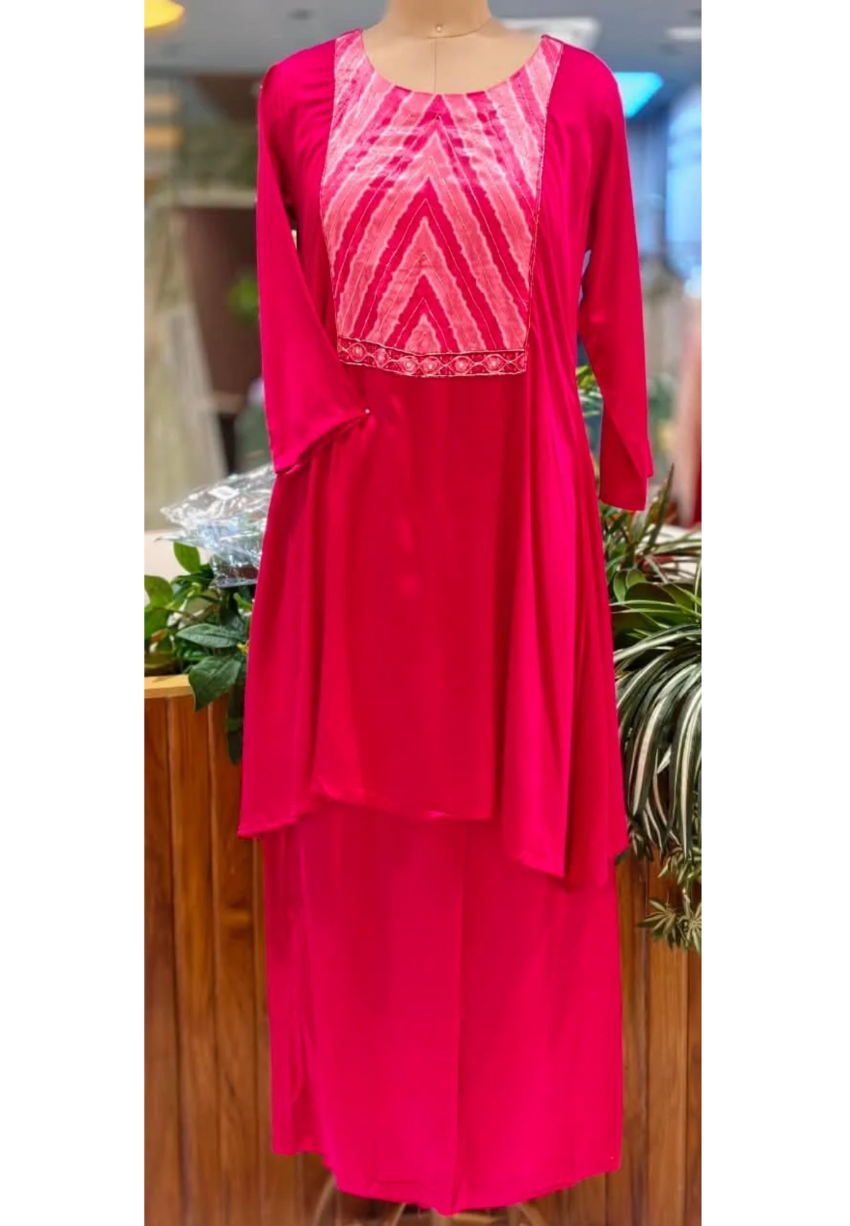 Gajji silk Aline Lehariya Yoke Patch With Palazzo Pant And Gajji Silk Dupatta 15520