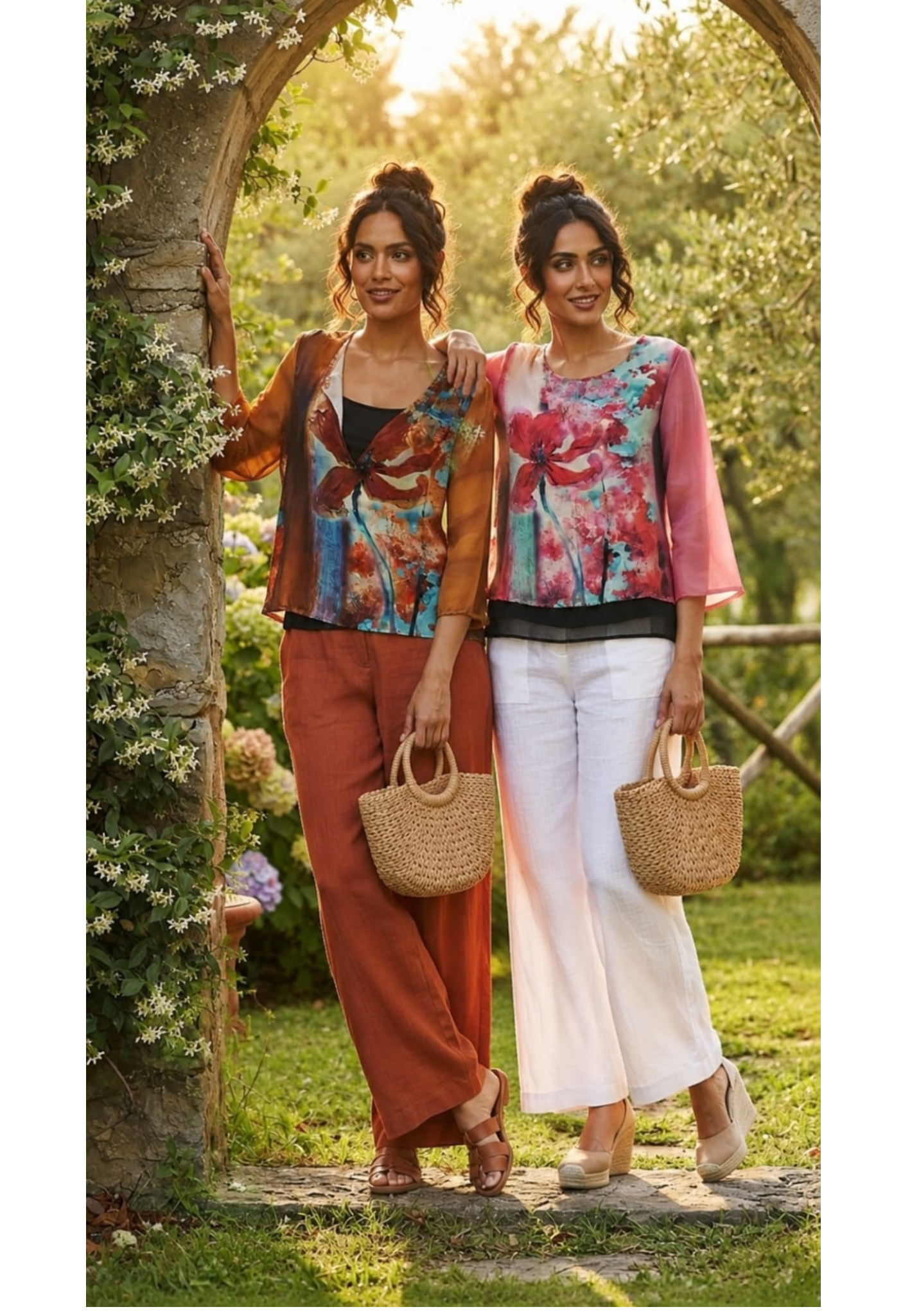 Beautiful Digital Floral Prints Premium Satin Flared Tops- 15460