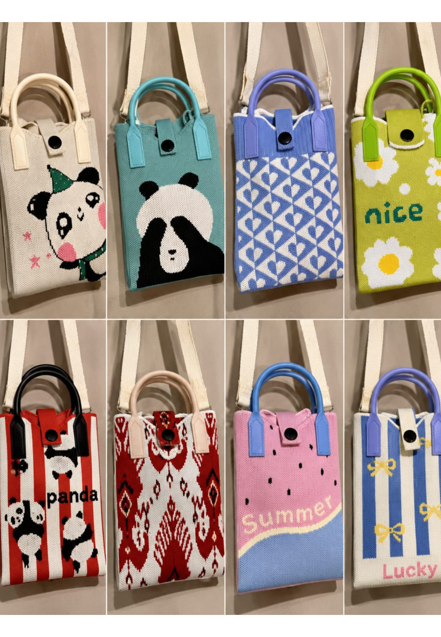 Elegant Soft Knitted Mobile Phone Sling Bag for Women & Girls, Cute Daisy Pattern Crossbody