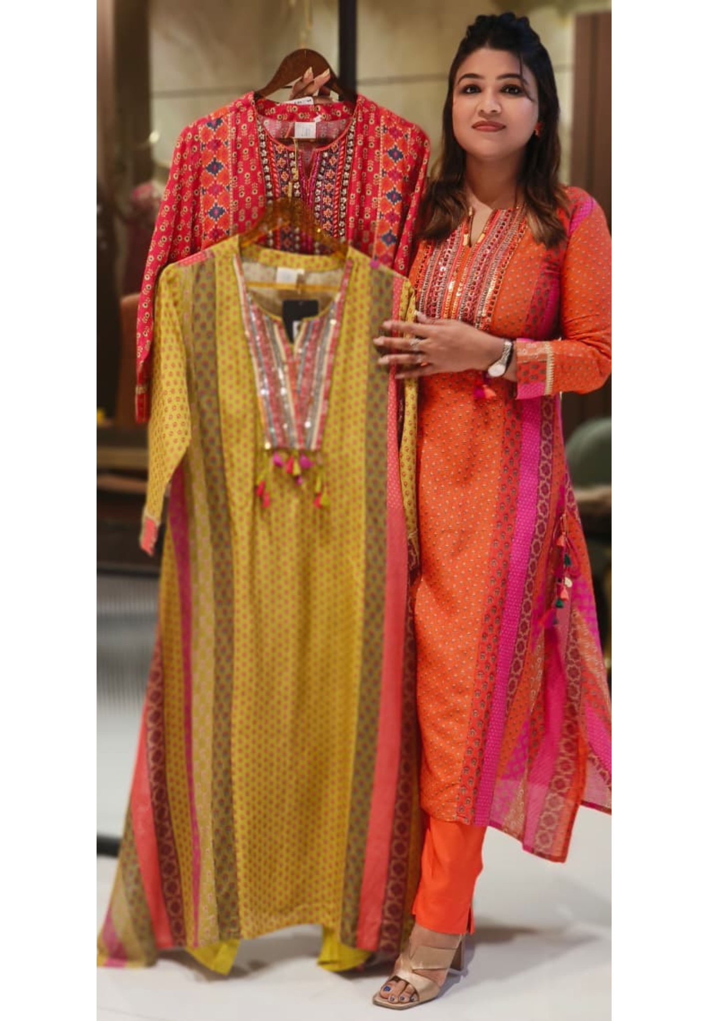 Vibrant Color Rajasthani Look High Low Tasseled Kurta Pant Set-12923,25,24