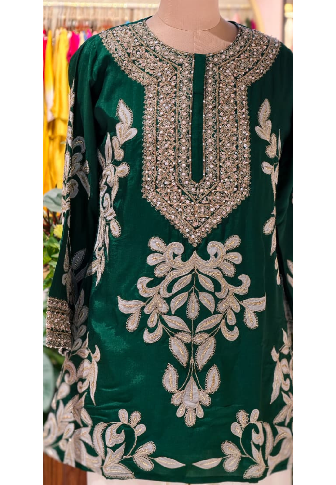 Designer Elegant Embroidery Work Bright Kurta With Tulip Pant Set- 13576