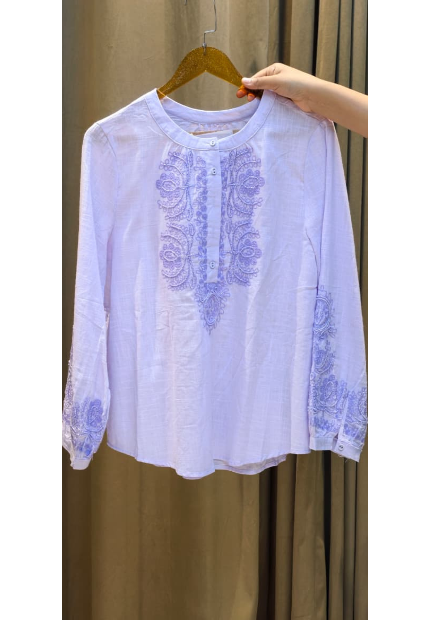Embroidered Yoke With Cut-Dana Highlights Casual Western Imported Top- 15154