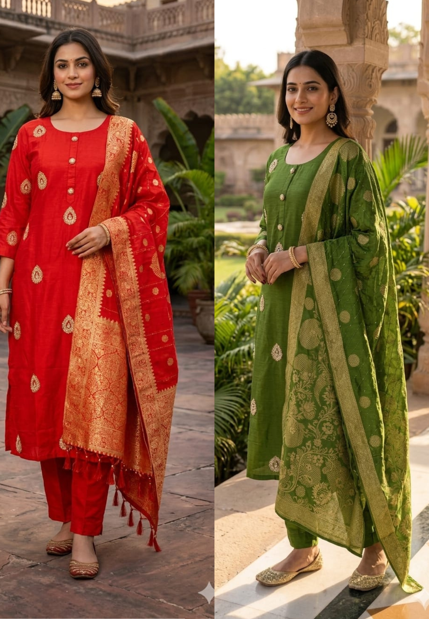 Woven Banarasi Classic Charm Bootis Russian Silk Full Suit Set With Dupatta-LEAN FIT(ADVISIBLE NEXT SIZE)