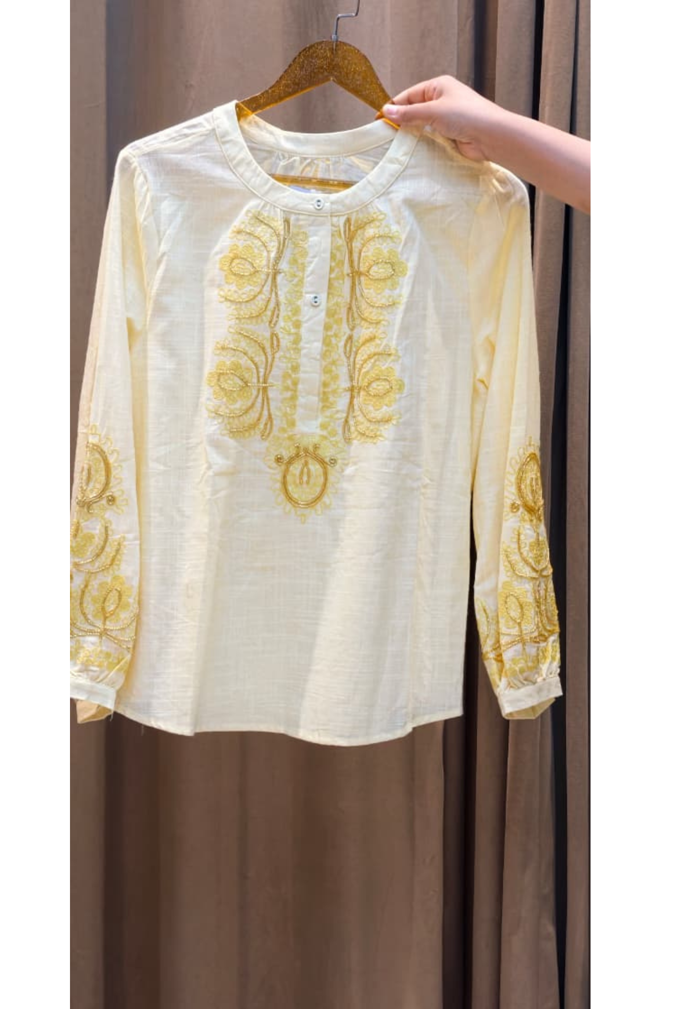 Embroidered Yoke With Cut-Dana Highlights Casual Western Imported Top- 15154