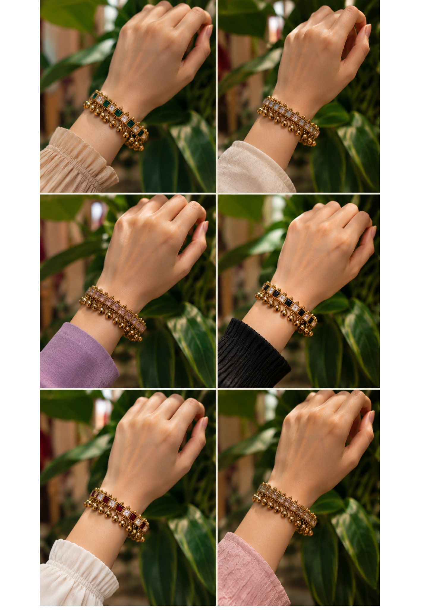 Golden Ghungroo Charm Multicolor Stoned Bracelet