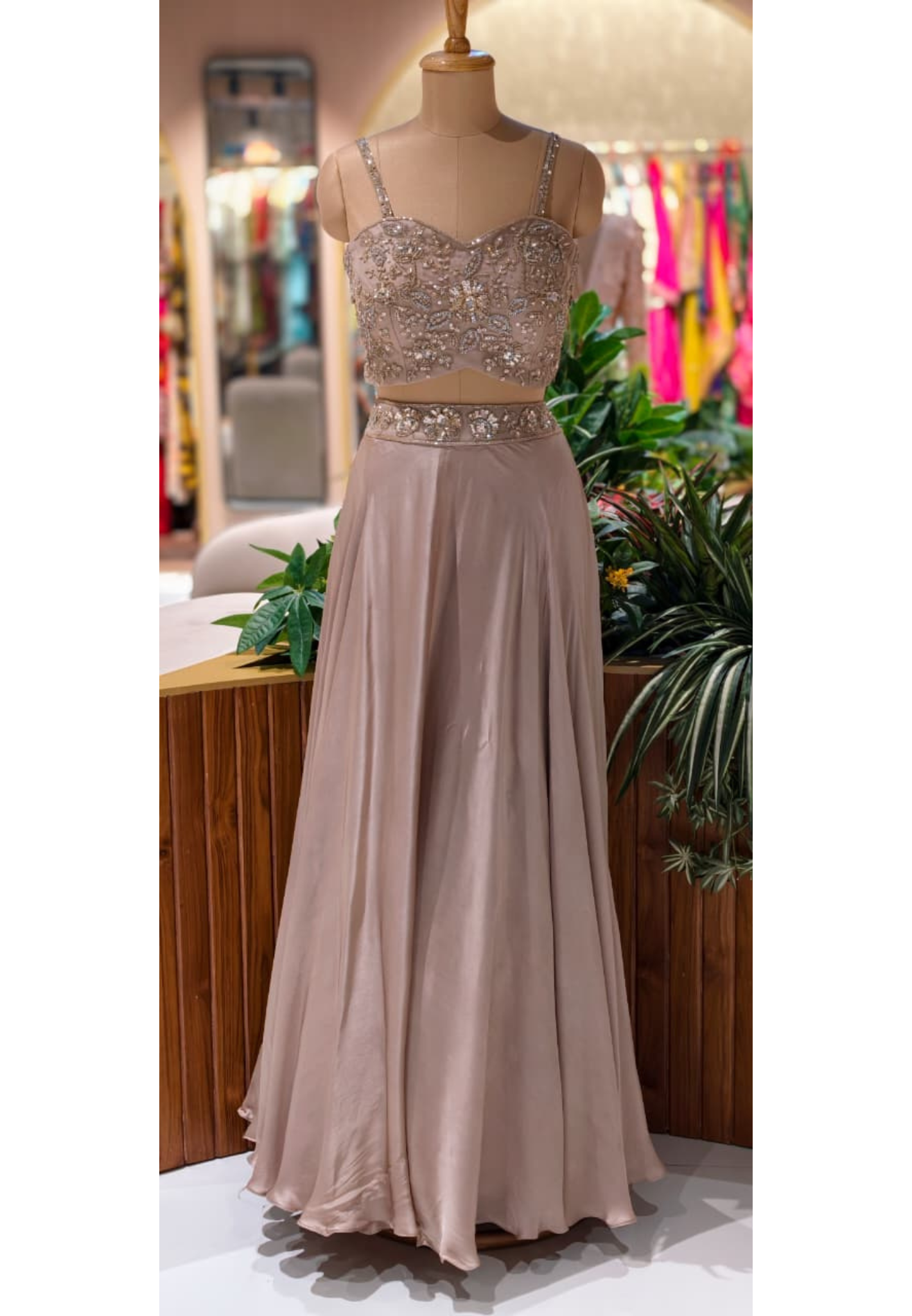 Luxury Champagne Embroidered Gown with Sheer Embellished Jacket 14089 RB74