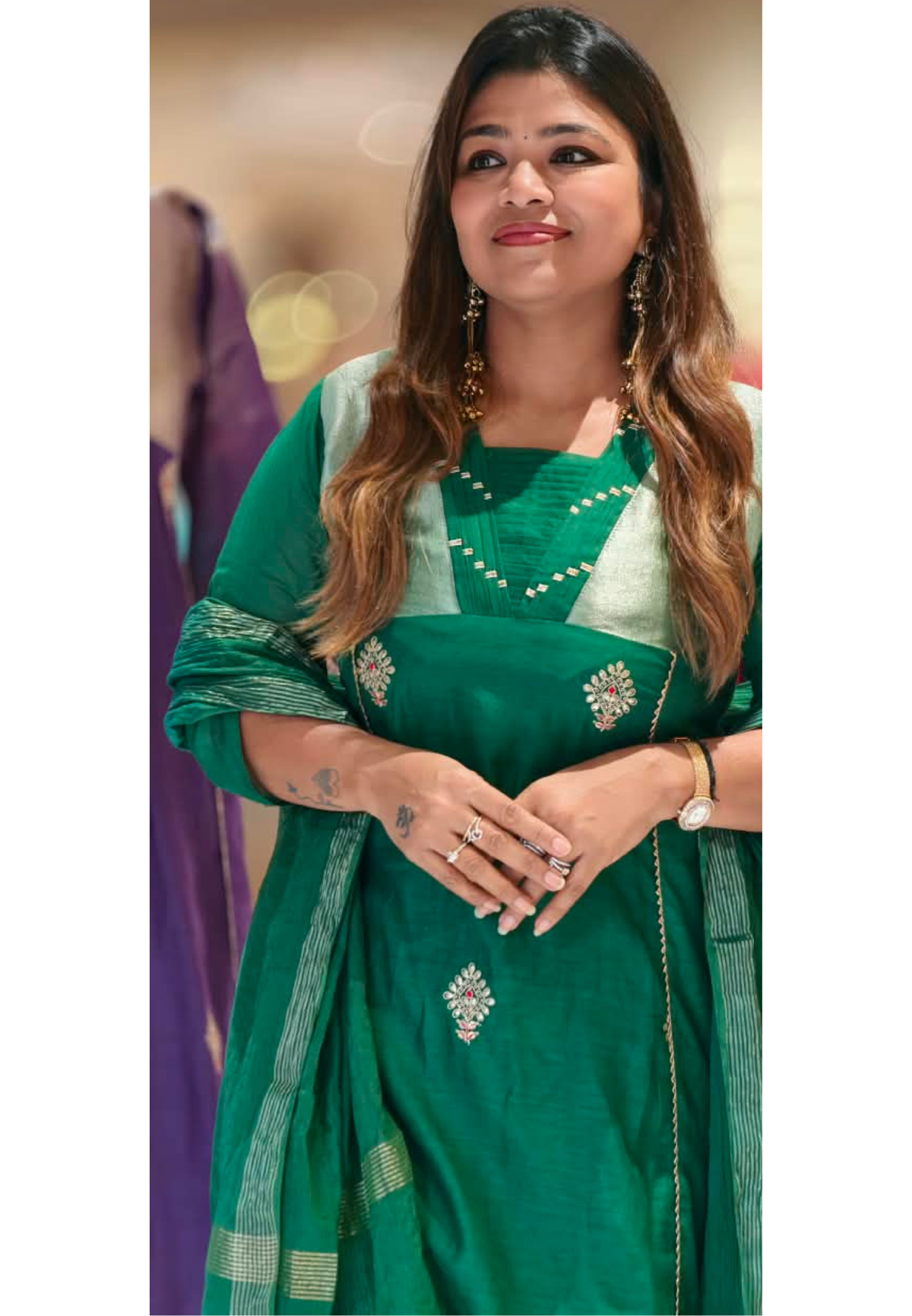 Pure Banarasi Mul-Chanderi With Golden Tissue Touch Aline Full Suit Set With Dupatta- 16775