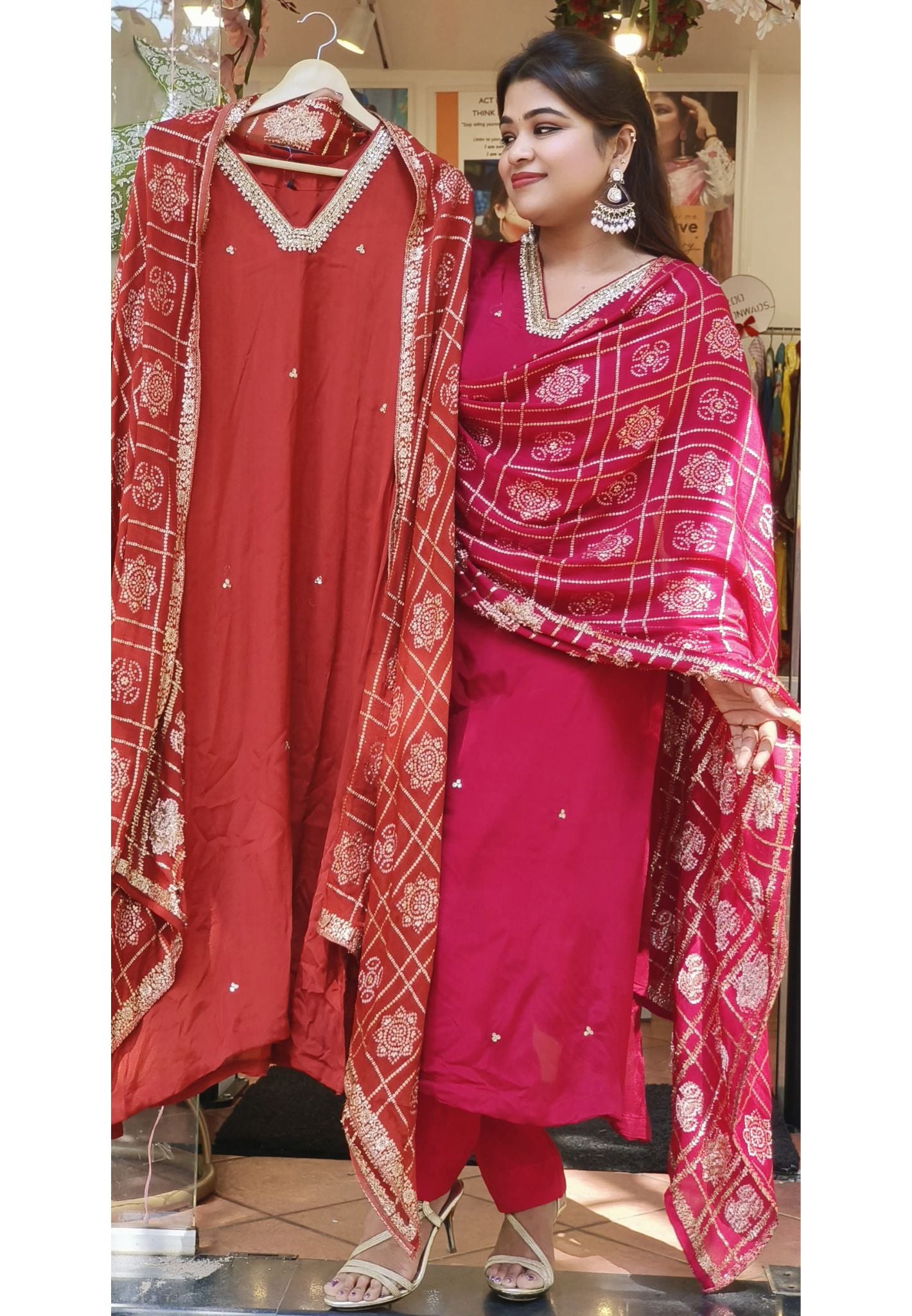 Beautiful Silk Neck Embroidery Aline Full Set-8153