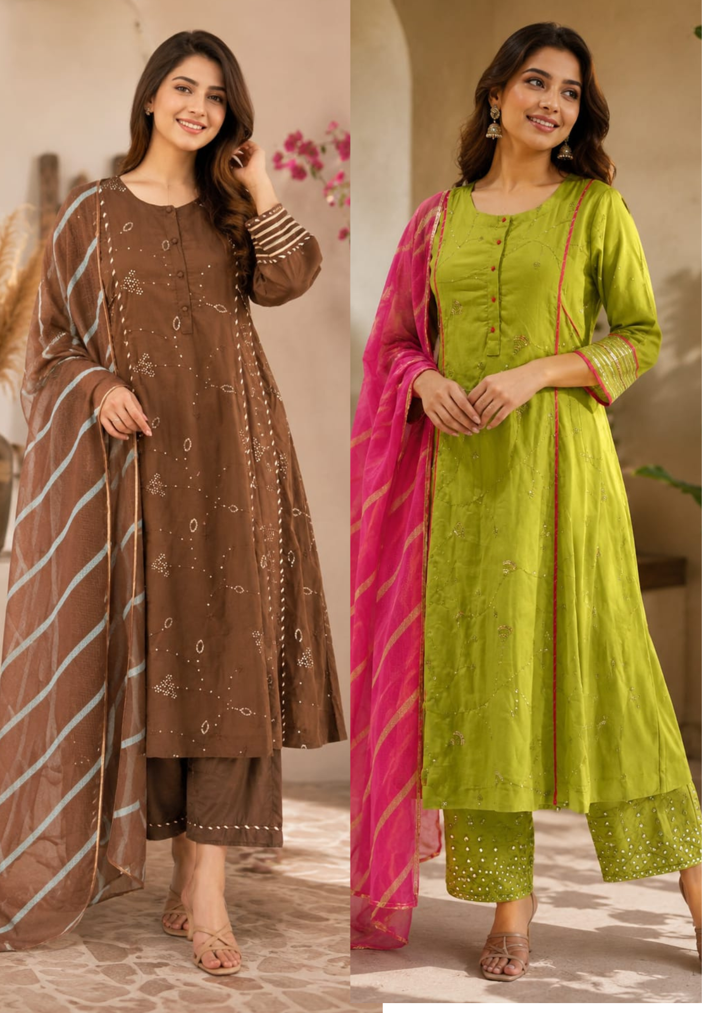 Beautiful Handcrafted Mul Cotton Suit Set with Embroidered Kurta, Matching Bottom & Printed Dupatta- 15820