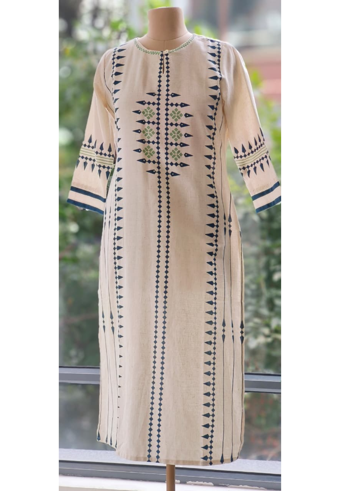 Cross Sticth Thread Embroidered Neck Flex Cotton Printed Only Kurti-12277