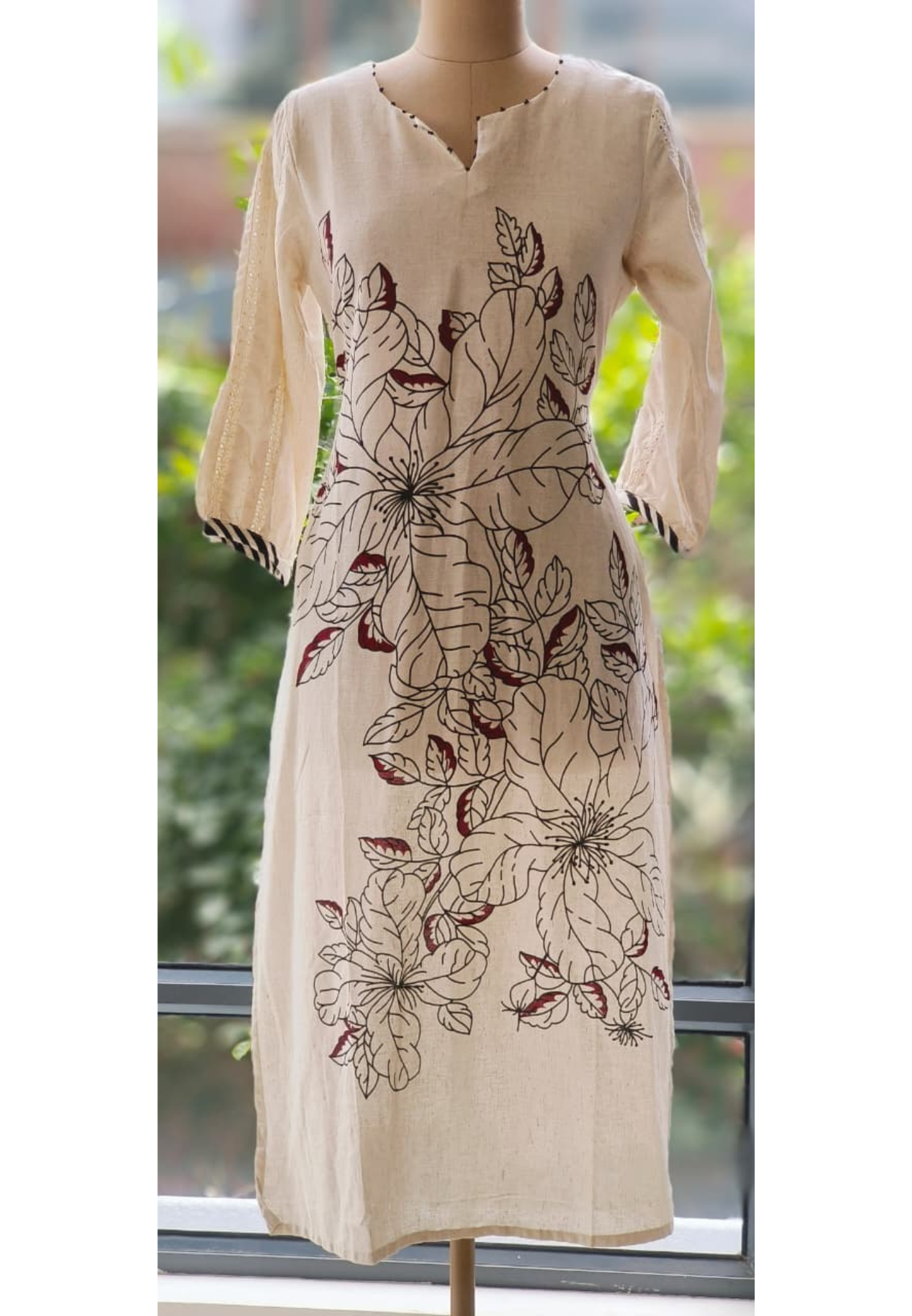 Leaves Printed Pure Flex Cotton Printed Only Kurti-12276