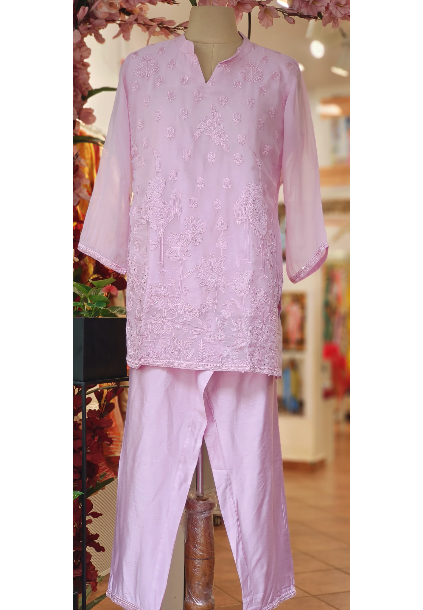 Stylish Soft Organza With Thread Embroidery Co-Ord set 06468