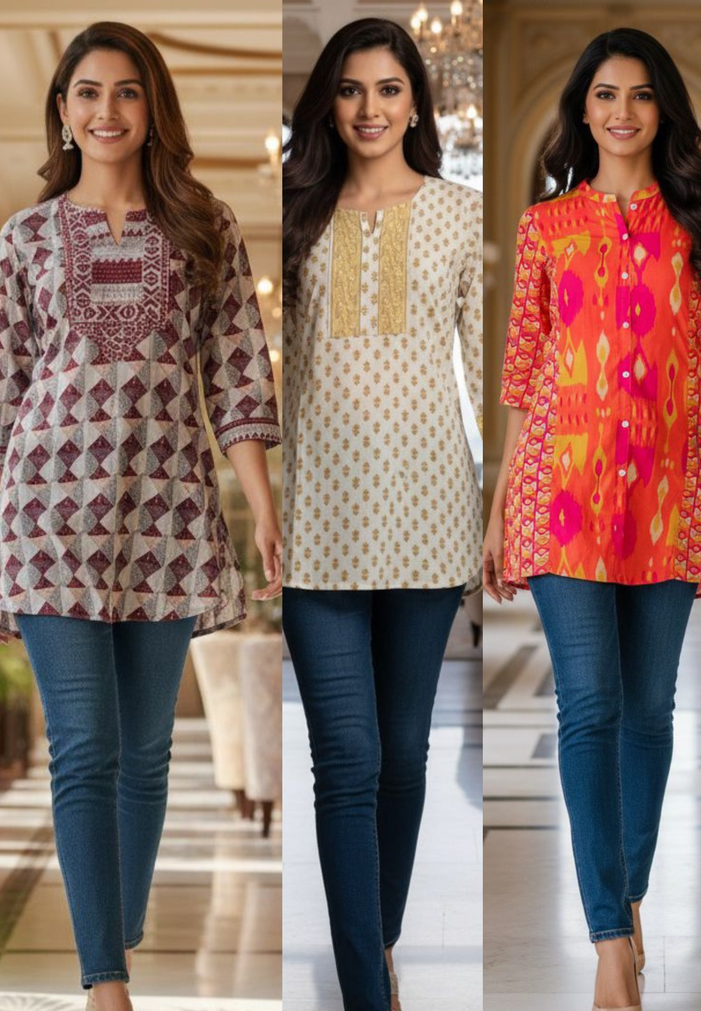 Summer Printed Pure Cotton Short Kurti-12321,12325,12320