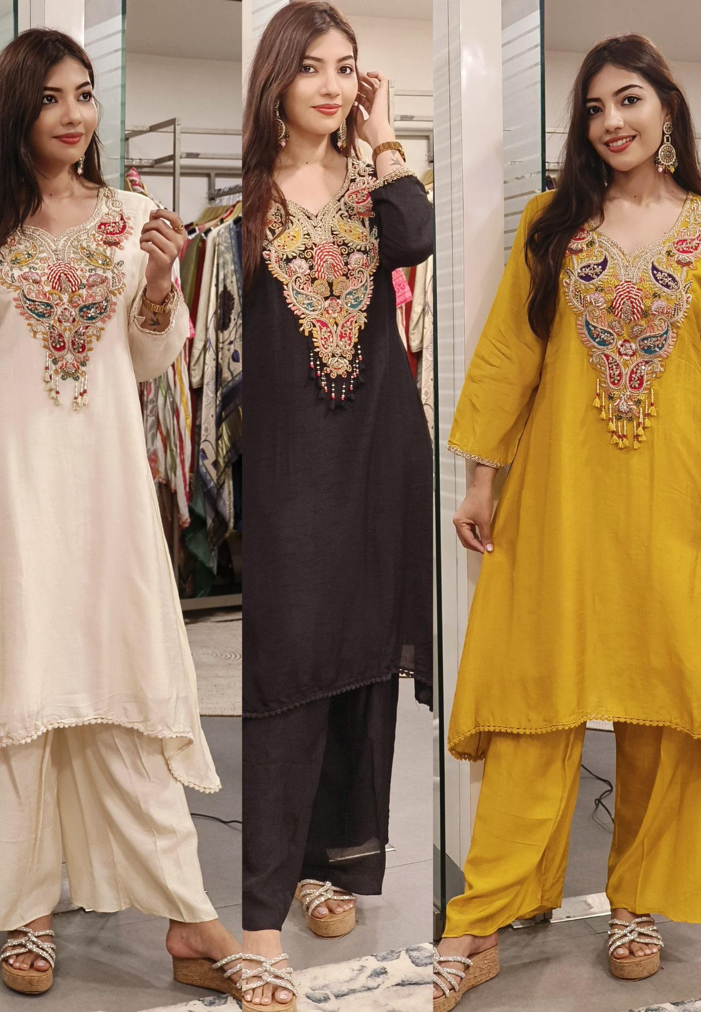 Beautiful Dola Silk Fabric zardosi embroidery work Hi low indowestern kurta pant 09028,09027,09022