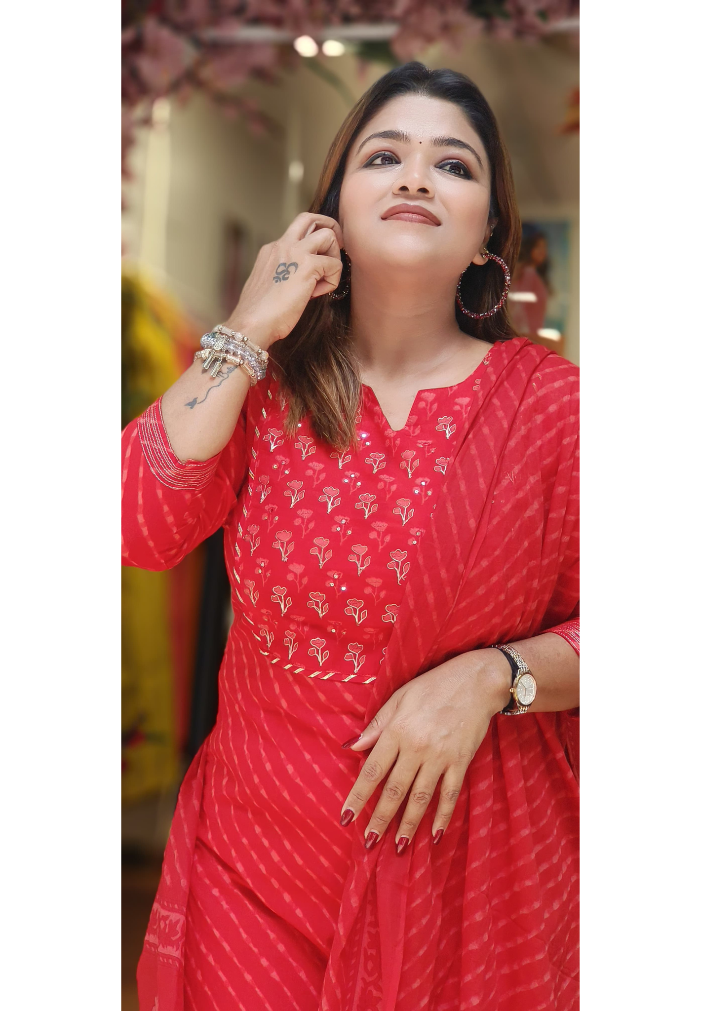Floral Printed Full Suit Set With Dupatta In Cotton Fabric-10303