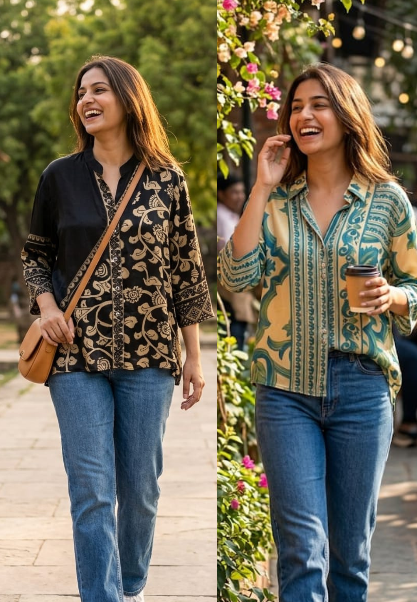 Classic Fusion Printed Relaxed Fit Crepe Tunic Shirt- 14860 RB494