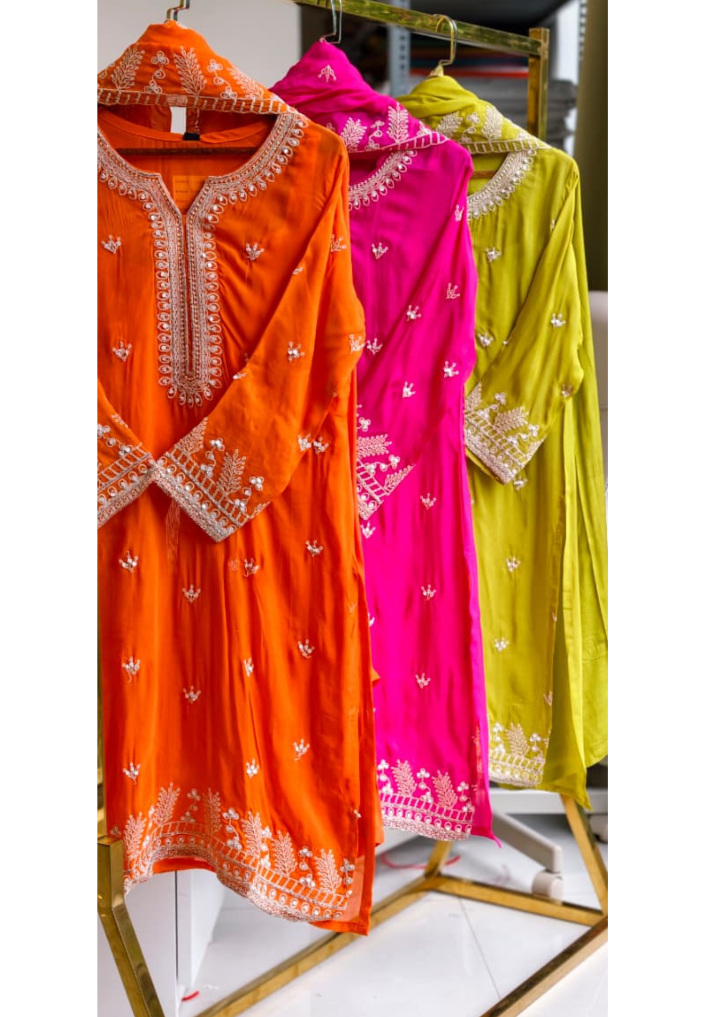 Fine Thread Embroidery With Sequin Upwork Single Shade Full Suit Set With Dupatta- 15553