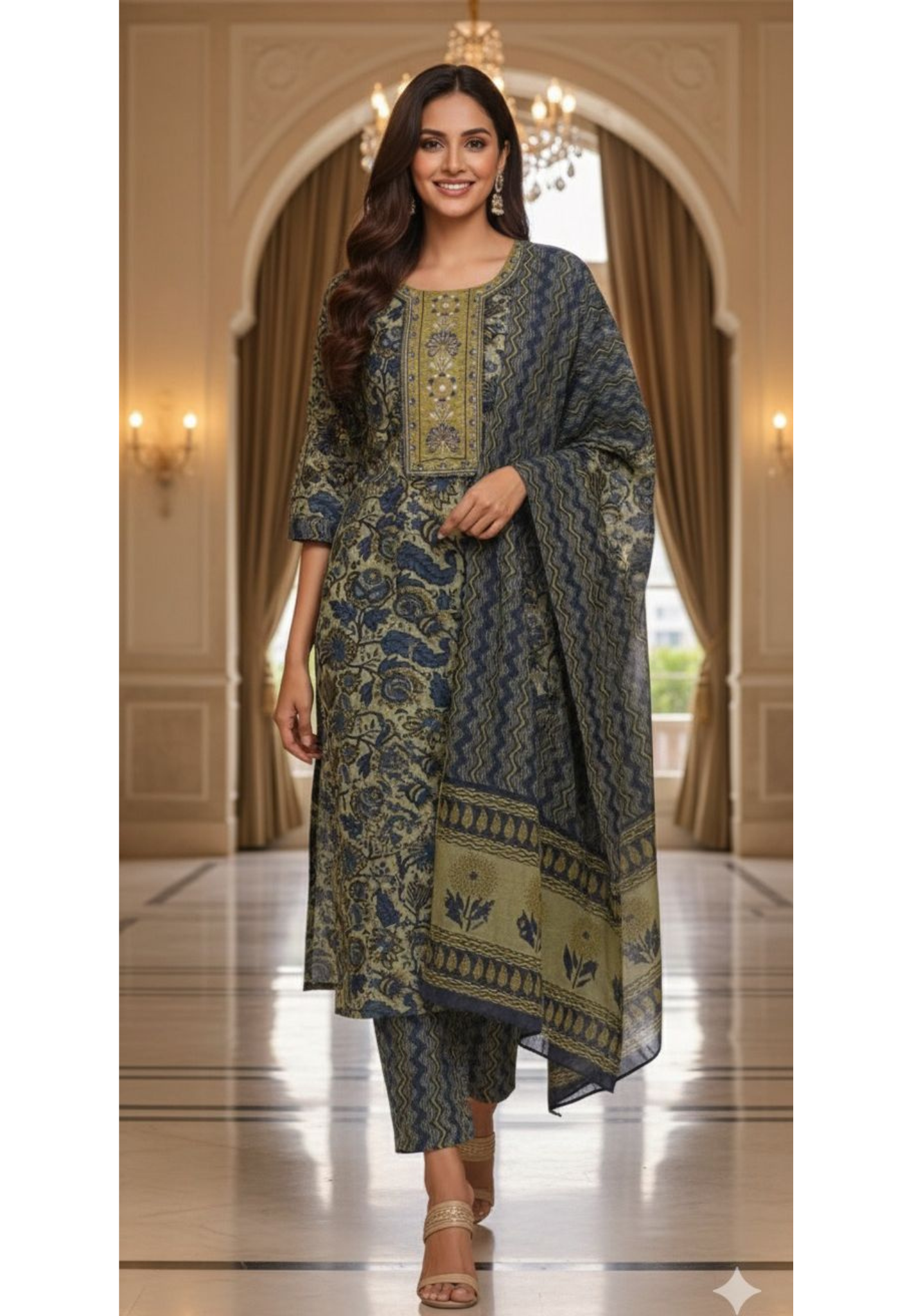 Floral Printed Summer Friendly Cotton Full Suit Set-12301,12300