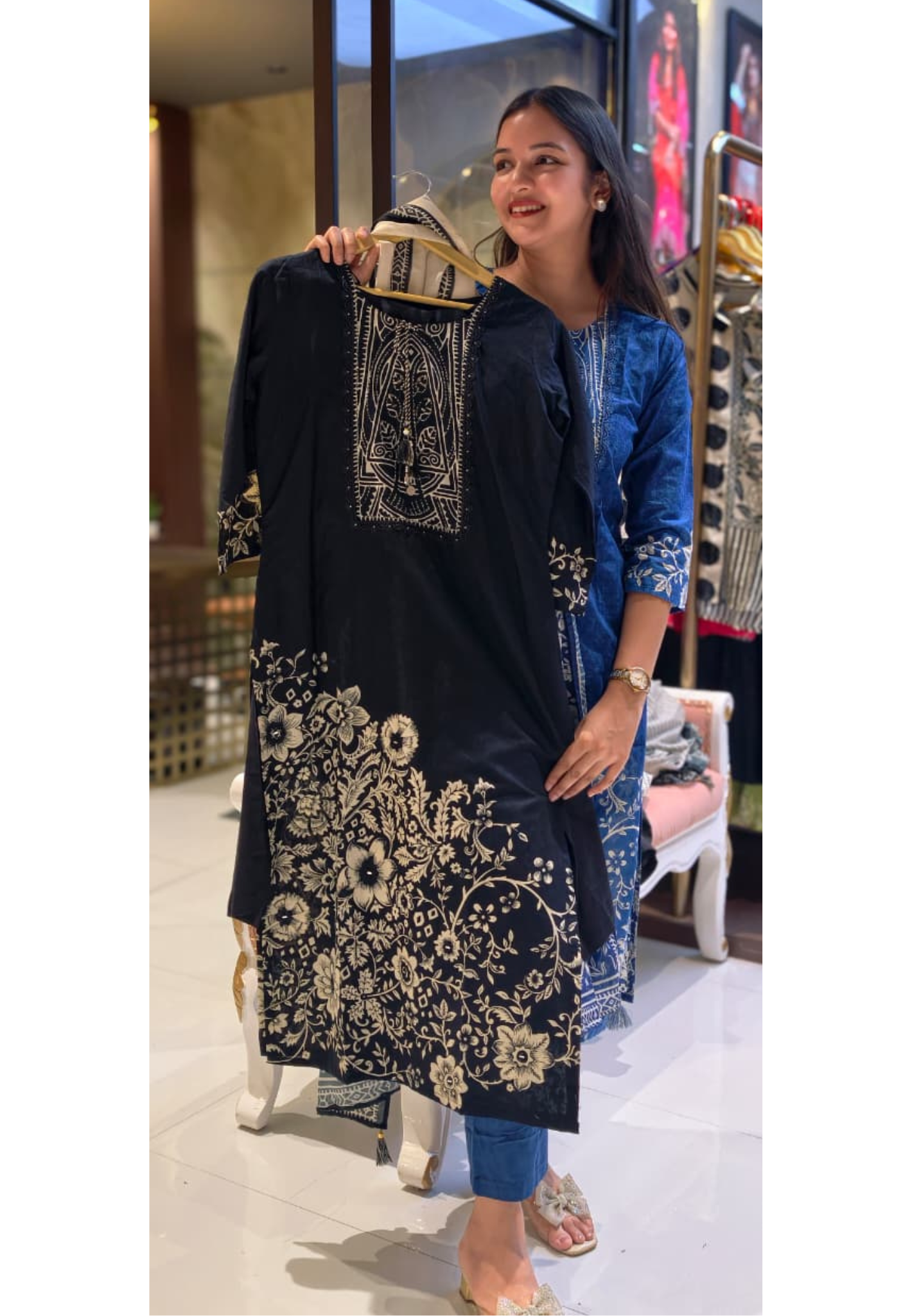 Beautiful Attractive Placement Print Cotton Full Suit Set With Dupatta- 13514