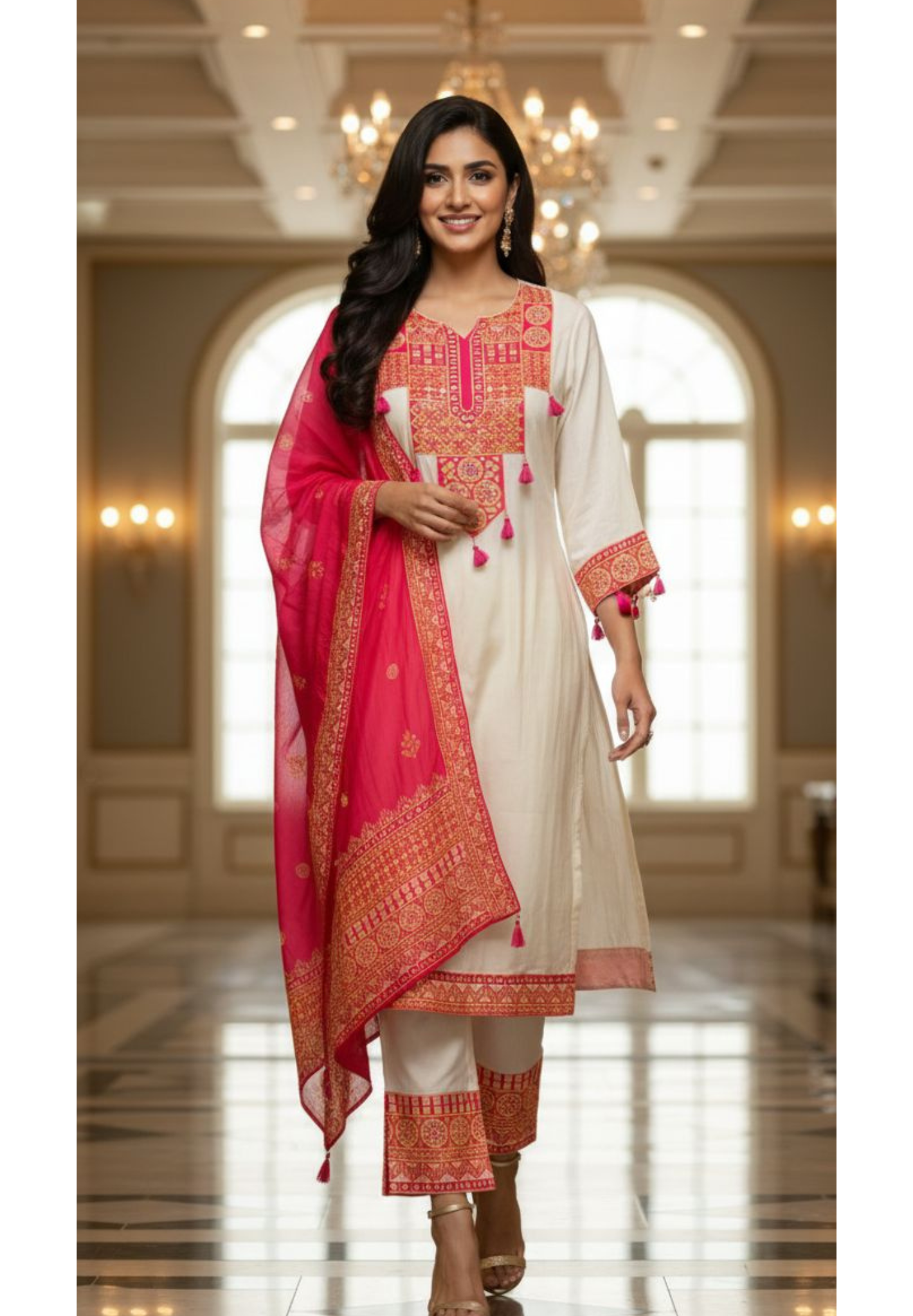 Boho Tasselled Rajasthani Look Full Suit Set With Dupatta- 12985