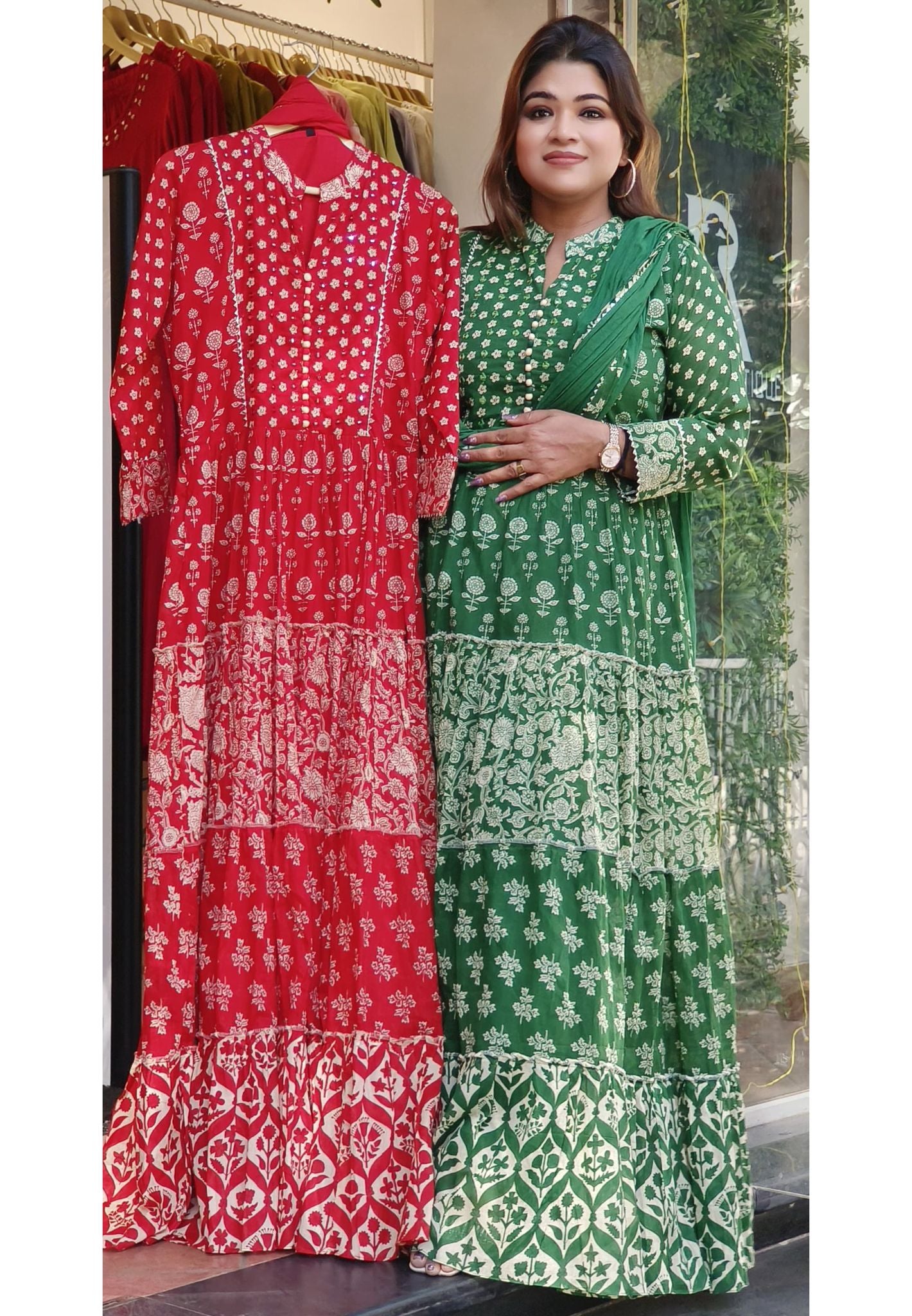 Pure Mul Cotton Floral Printed Floor Length Printed Gown