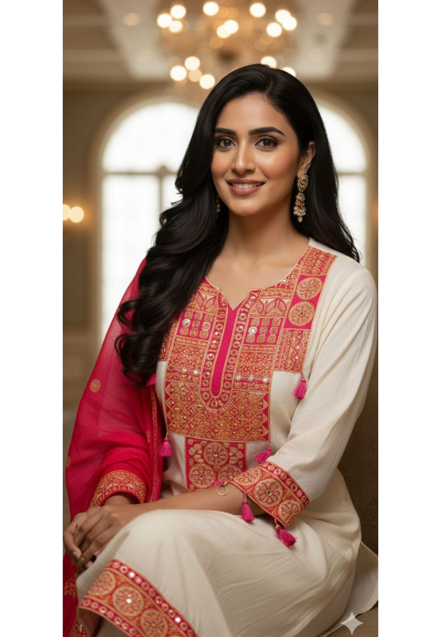 Boho Tasselled Rajasthani Look Full Suit Set With Dupatta- 12985