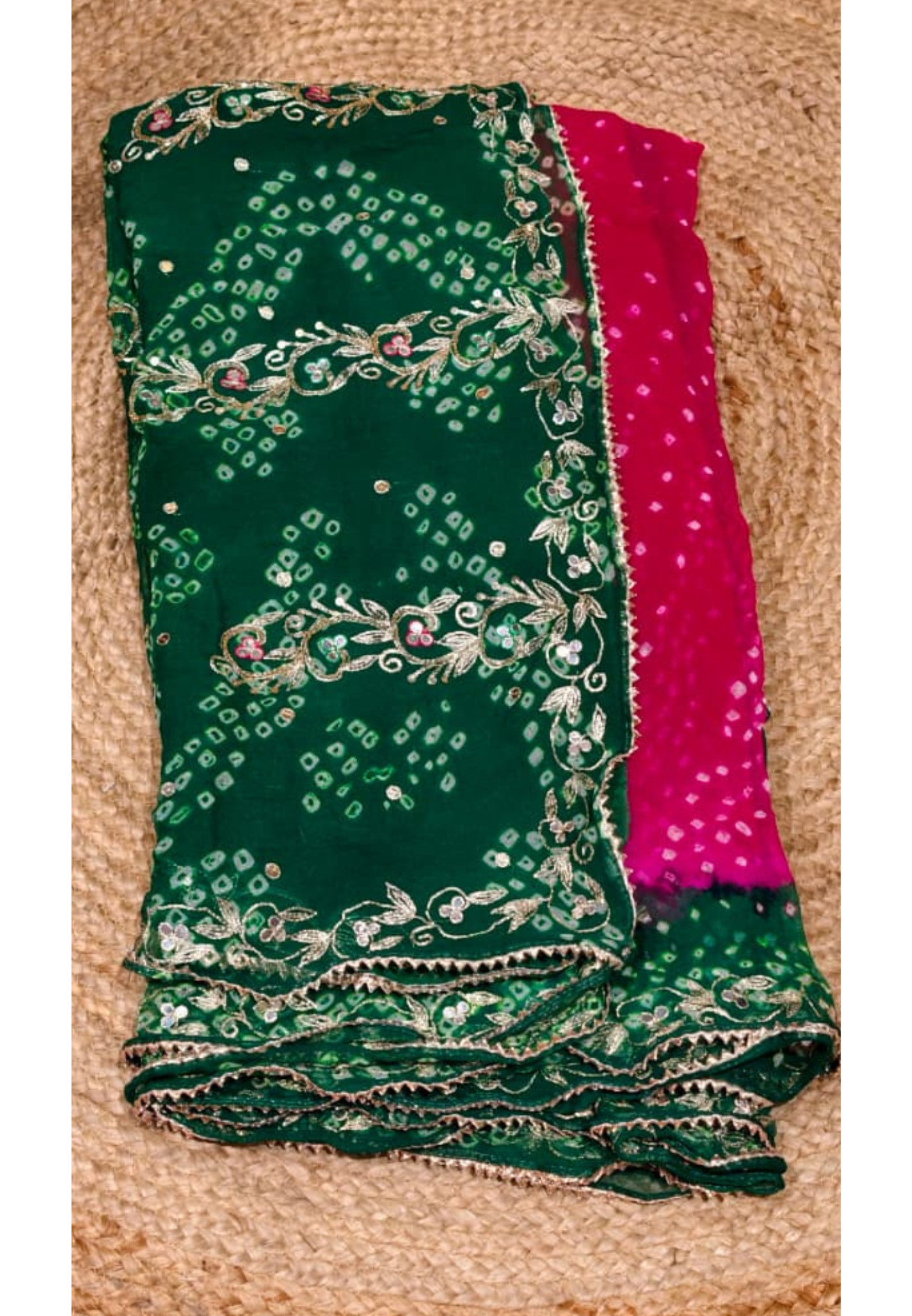 Festive Elegance Bandhani With Gotta Work Premium Saree With Unstitched Blouse- 15658