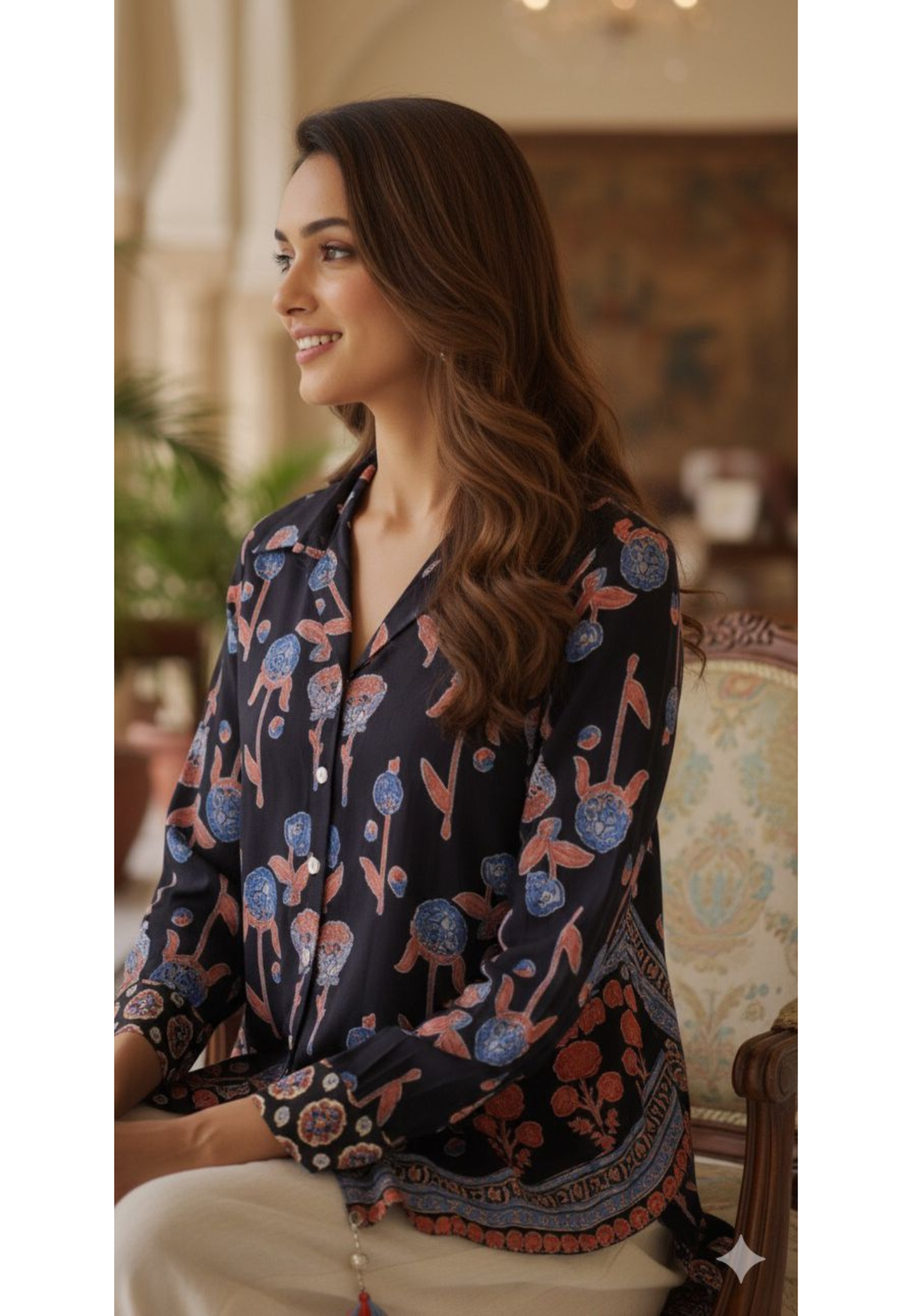 Stylish Printed Top in Muslin Fabric With Flex Cotton Loose Pant -11360