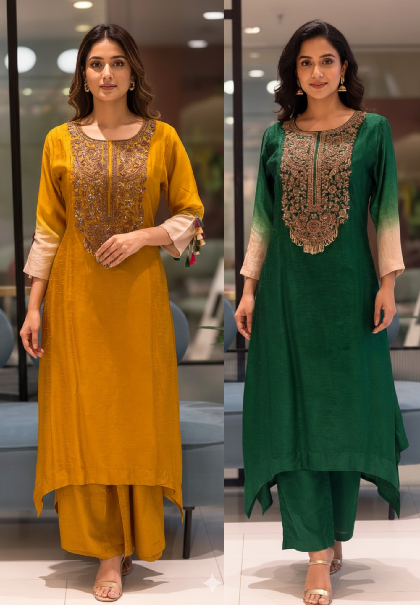 Stunning Hand-Embroidery Exquisite Festive Wear Kurta Pant Set- 13250