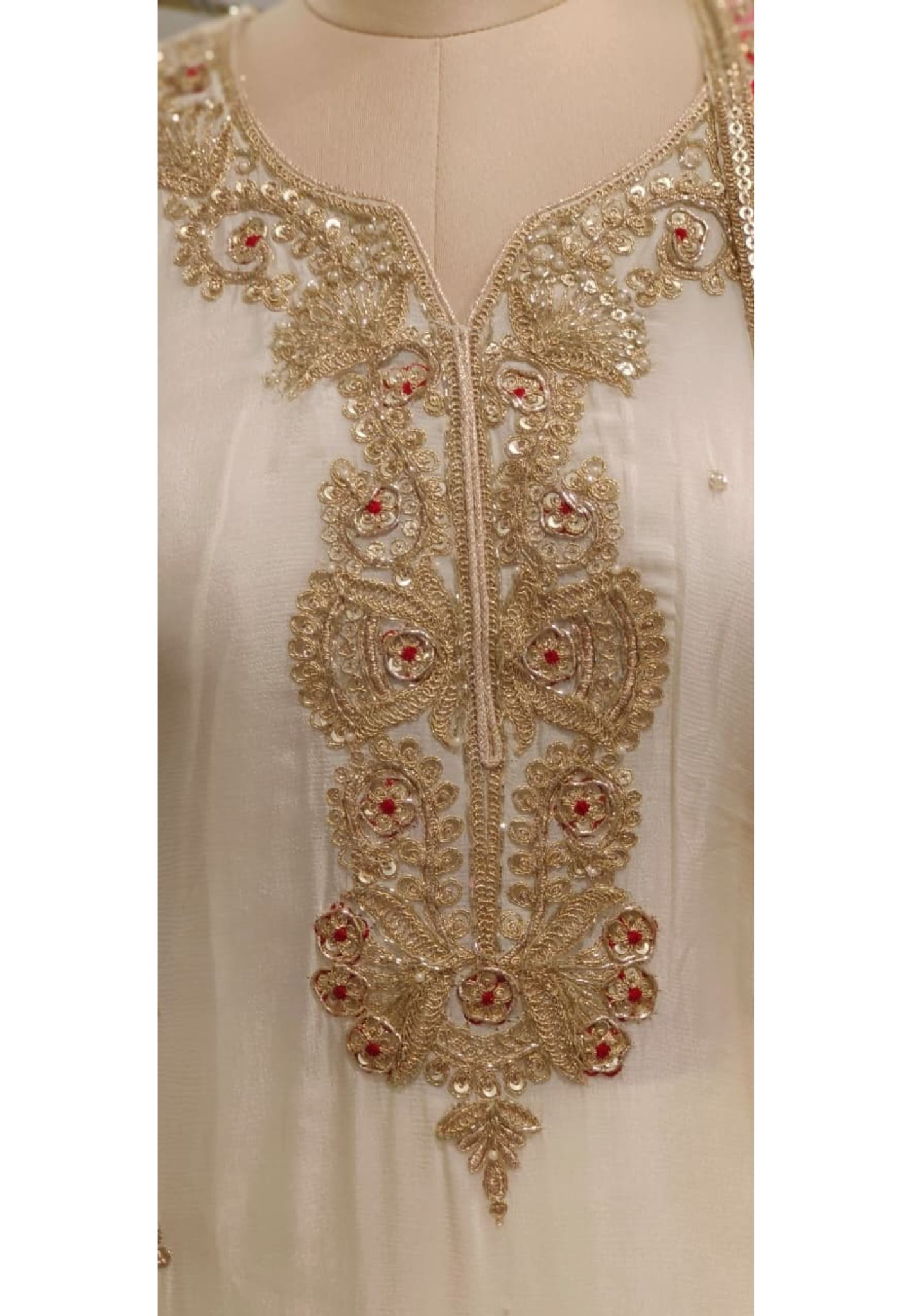 Vibrant Thread Embroidered Zardosi Full Suit Set With Dupatta & Panel Palazzo Bottom In Chinon Fabric- 11822