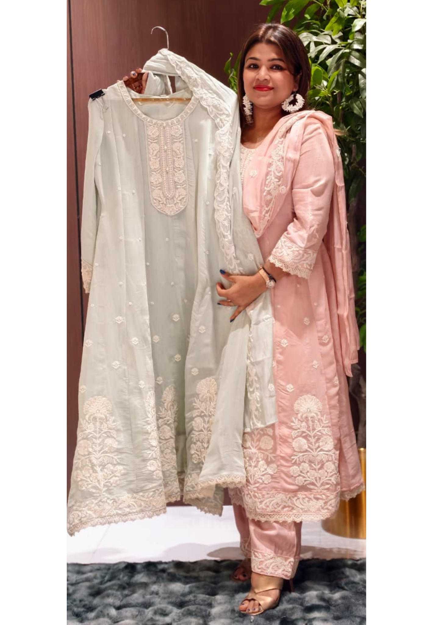 Soft Premium Intricate Floral Embroidery Panel Anarkali Pastel Shaded Full Suit Set With Dupatta- 14116 RB125