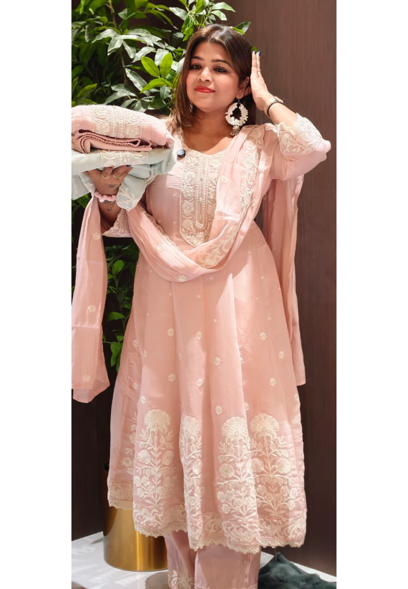 Soft Premium Intricate Floral Embroidery Panel Anarkali Pastel Shaded Full Suit Set With Dupatta- 14116 RB125