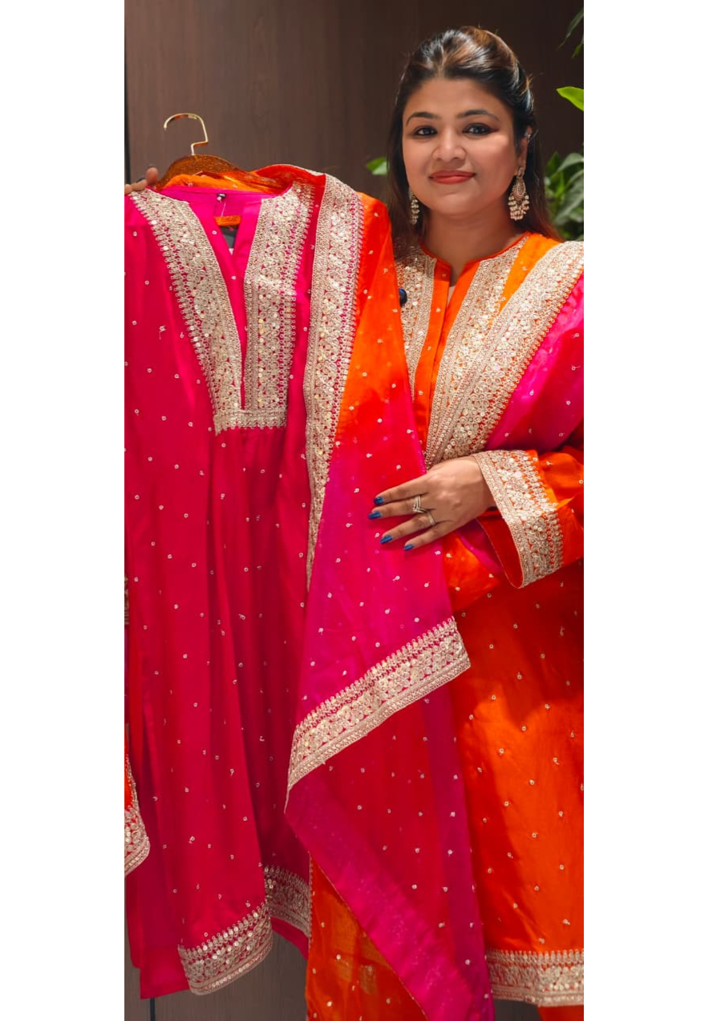 Zarina Work Fuschia Grace Vibrant Festive Full Suit Set With Dupatta In Russian Silk Fabric-14075 RB126