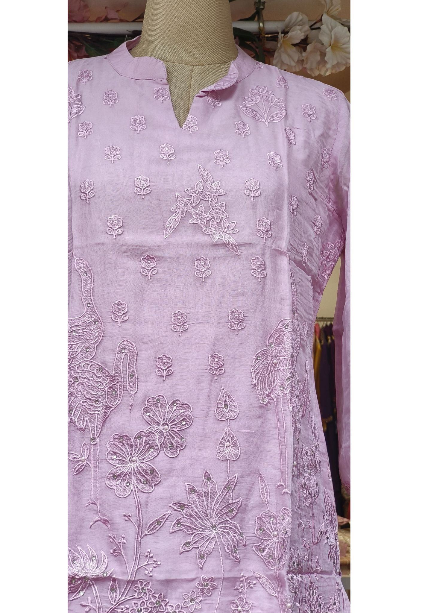 Stylish Soft Organza With Thread Embroidery Co-Ord set 06468