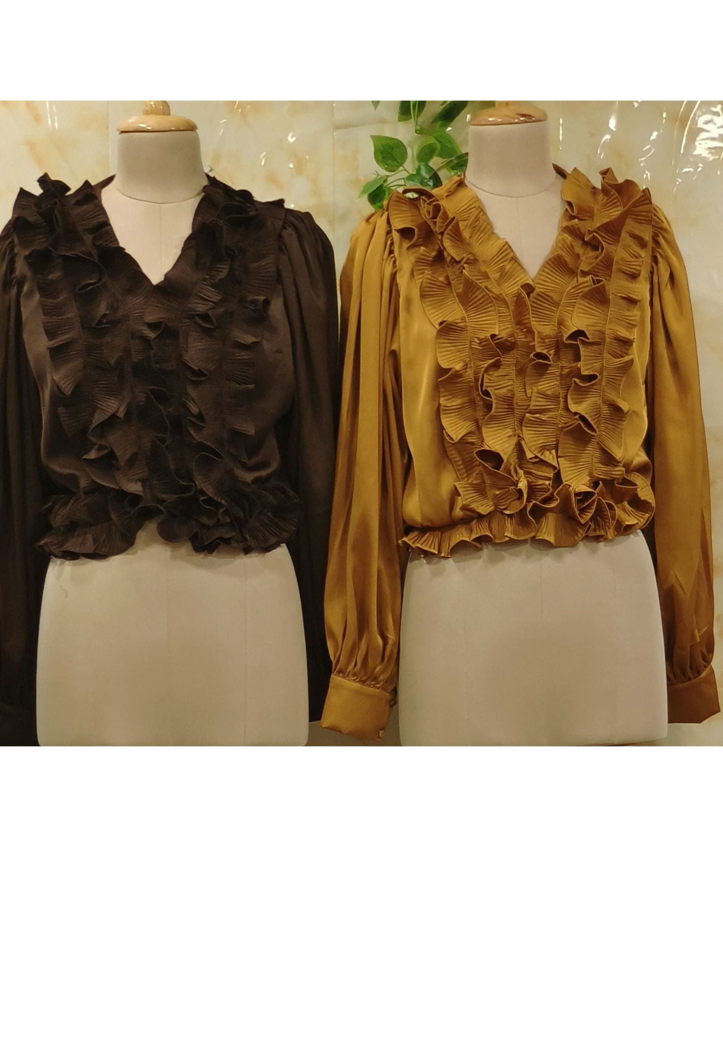 Victorian Cascade Ruffle V-Neck Top-