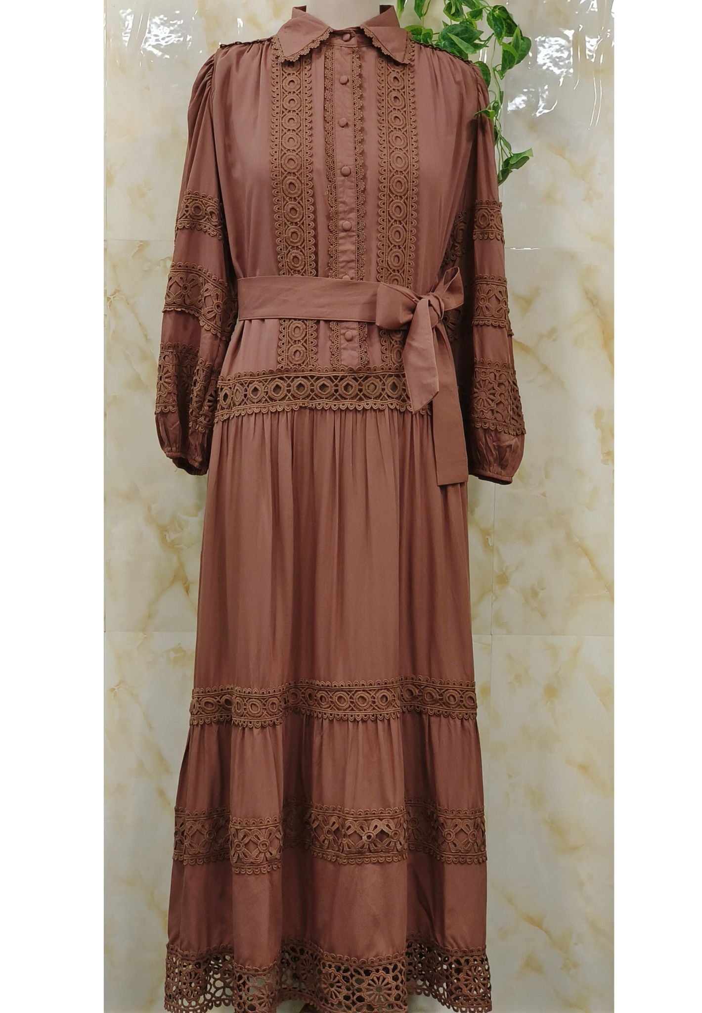 Summer Dress detailed Lace High Collar Maxi Dresses