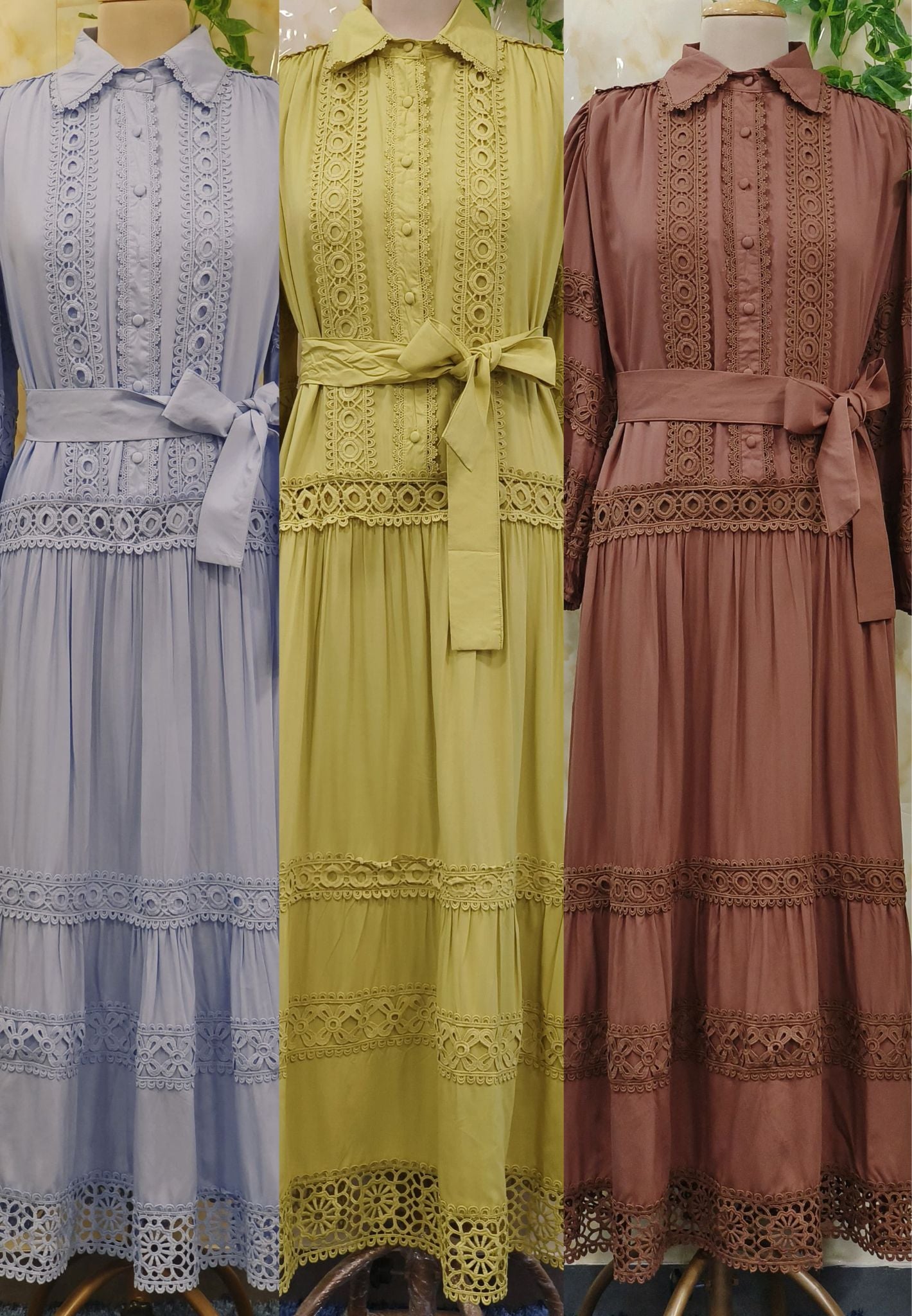 Summer Dress detailed Lace High Collar Maxi Dresses