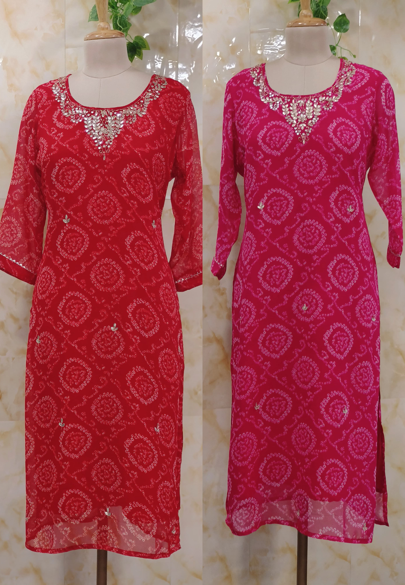 Bandani Print Georgette Only Kurti