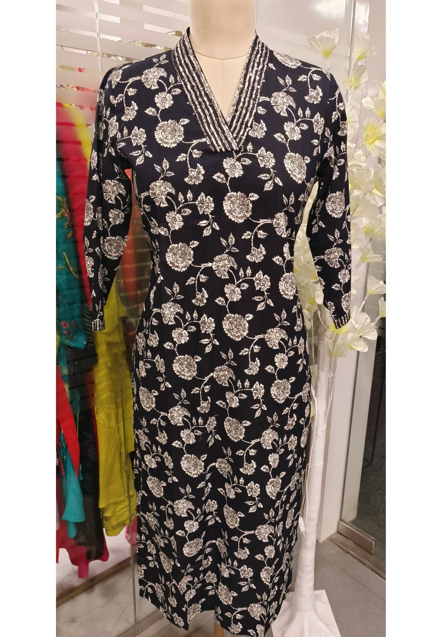 Cotton Floral Printed Kurta Only-08065