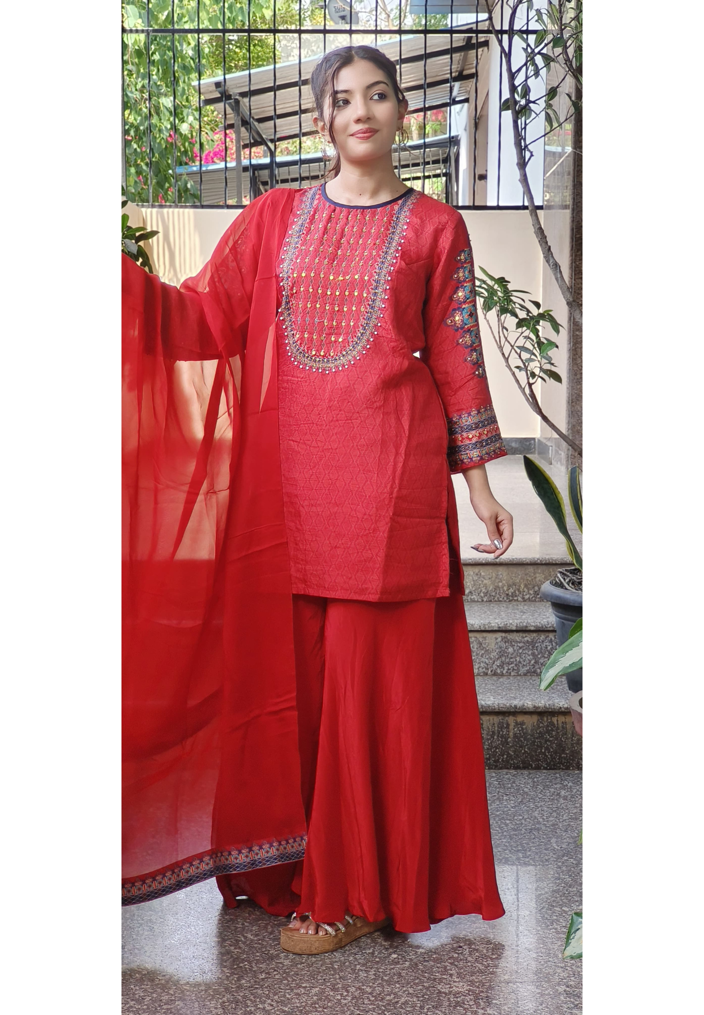 Embroidered Sahrara Suit Full Set- 09558