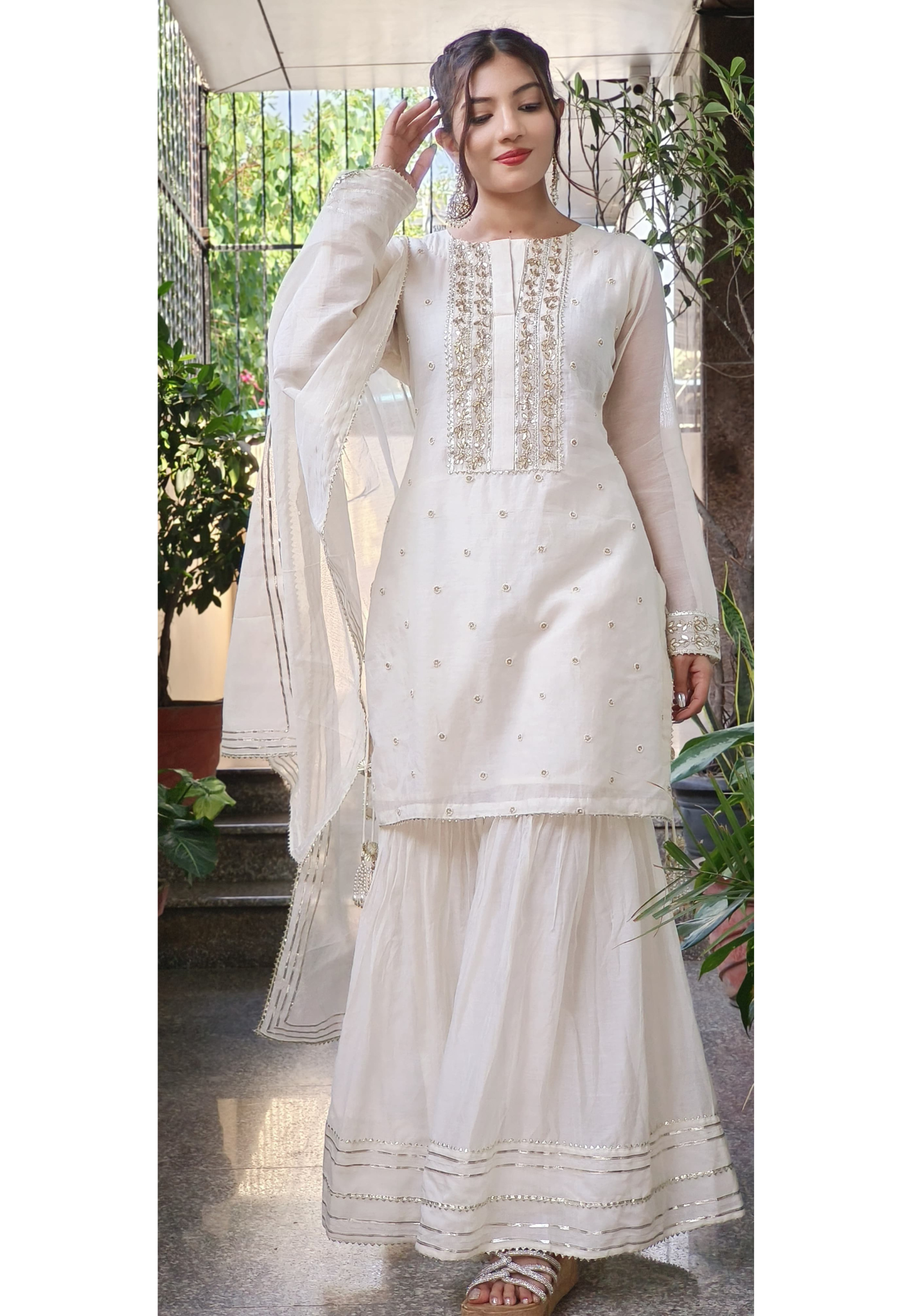 Zari Work Elegant Sharara Full Suit Set With Dupatta