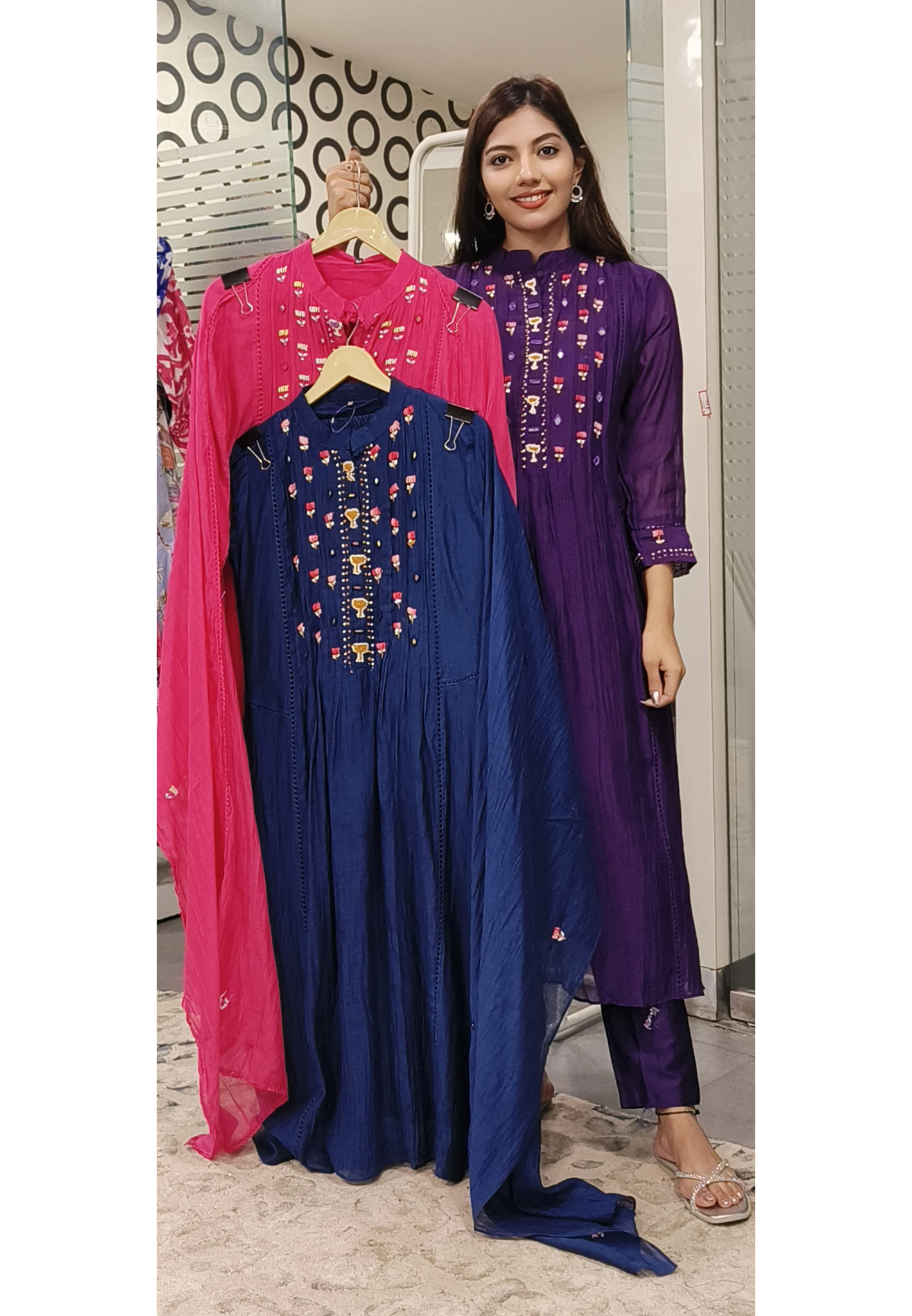 Mul Chanderi Thread Work Full Suits- 09630, 09629, 09628