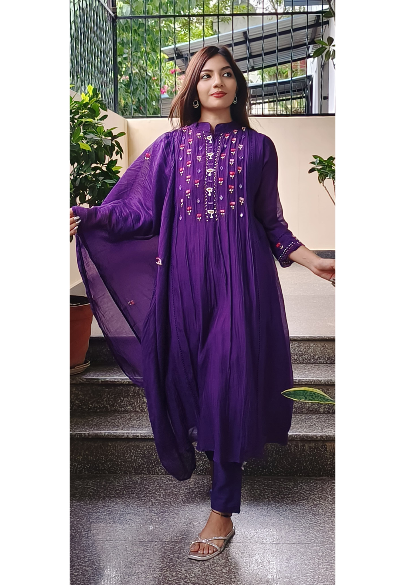 Mul Chanderi Thread Work Full Suits- 09630, 09629, 09628