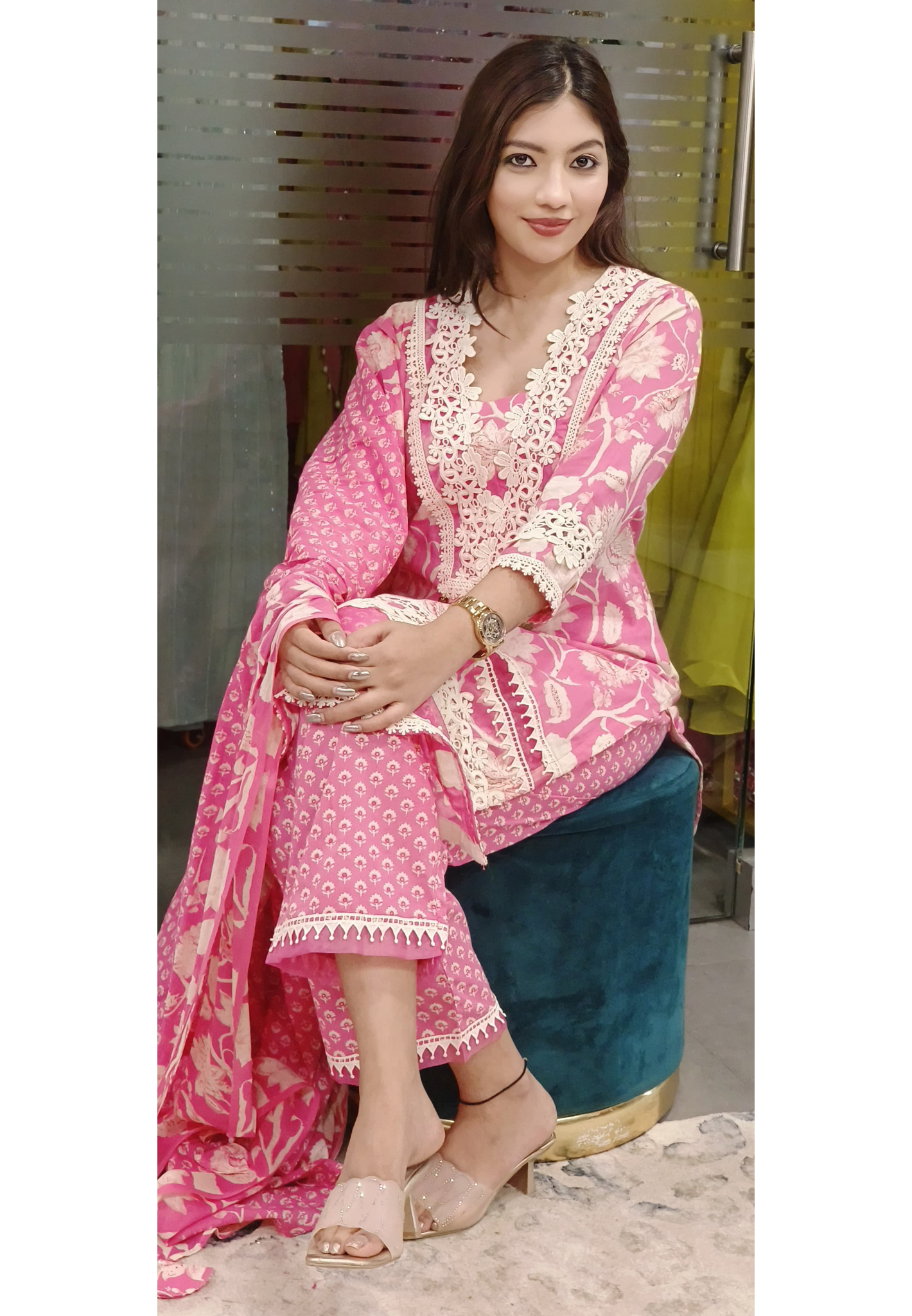 Cut Work Crosia Lace Printed Full Suit-09819