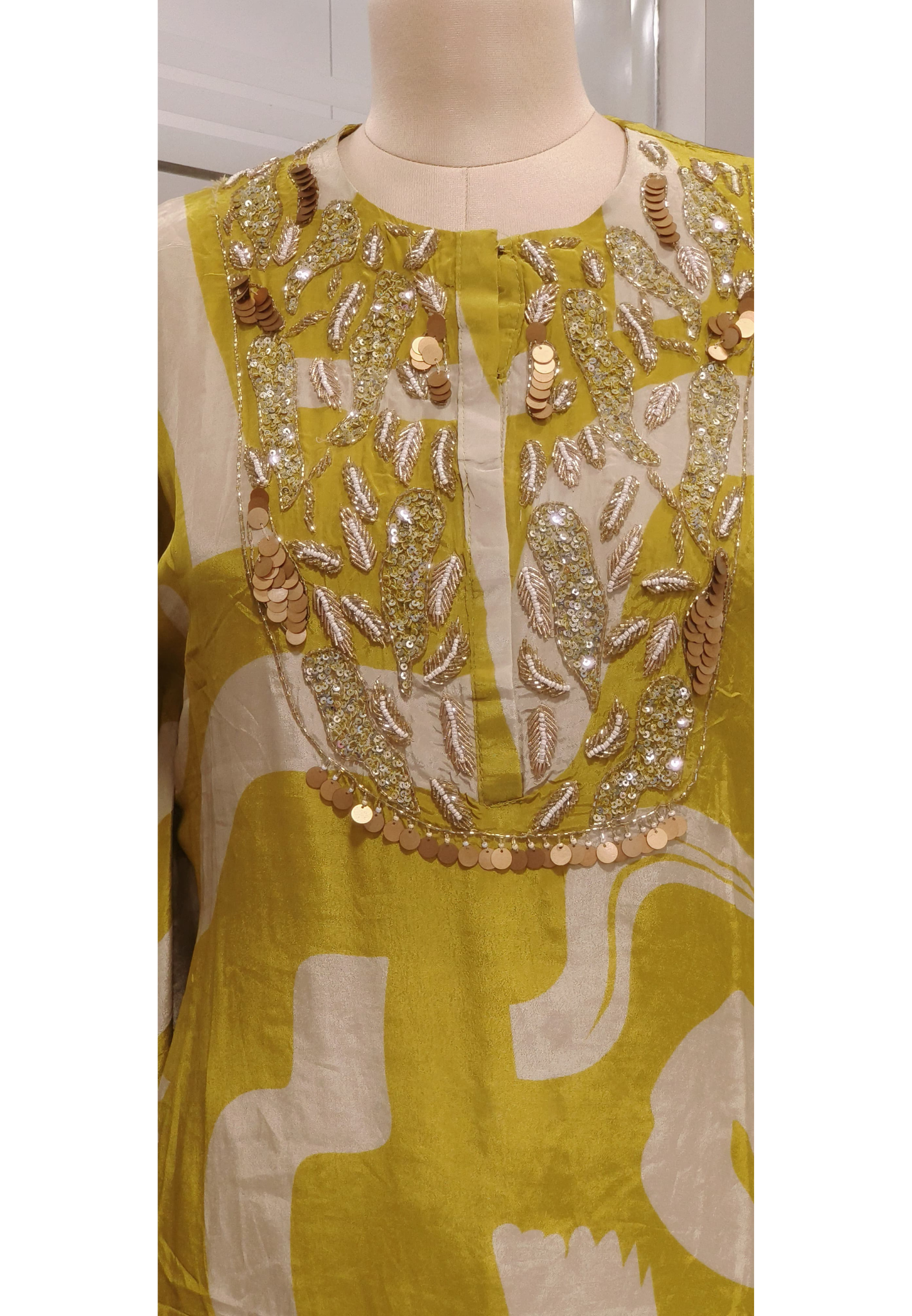 Embroidered Printed Pure Crepe Kaftan With Bottom