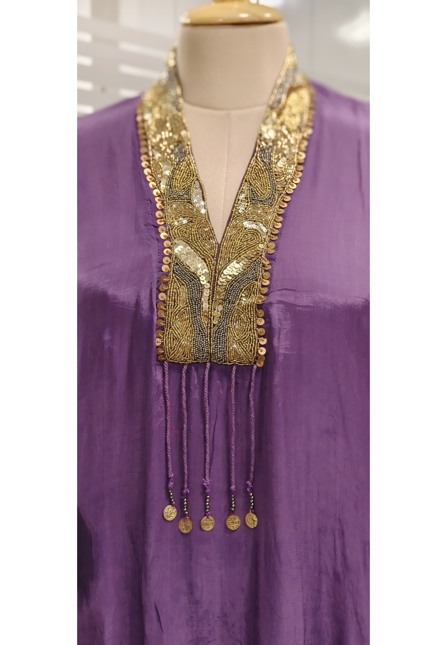 Beautiful Over Size Embroidered Neck Kaftan With Bottom