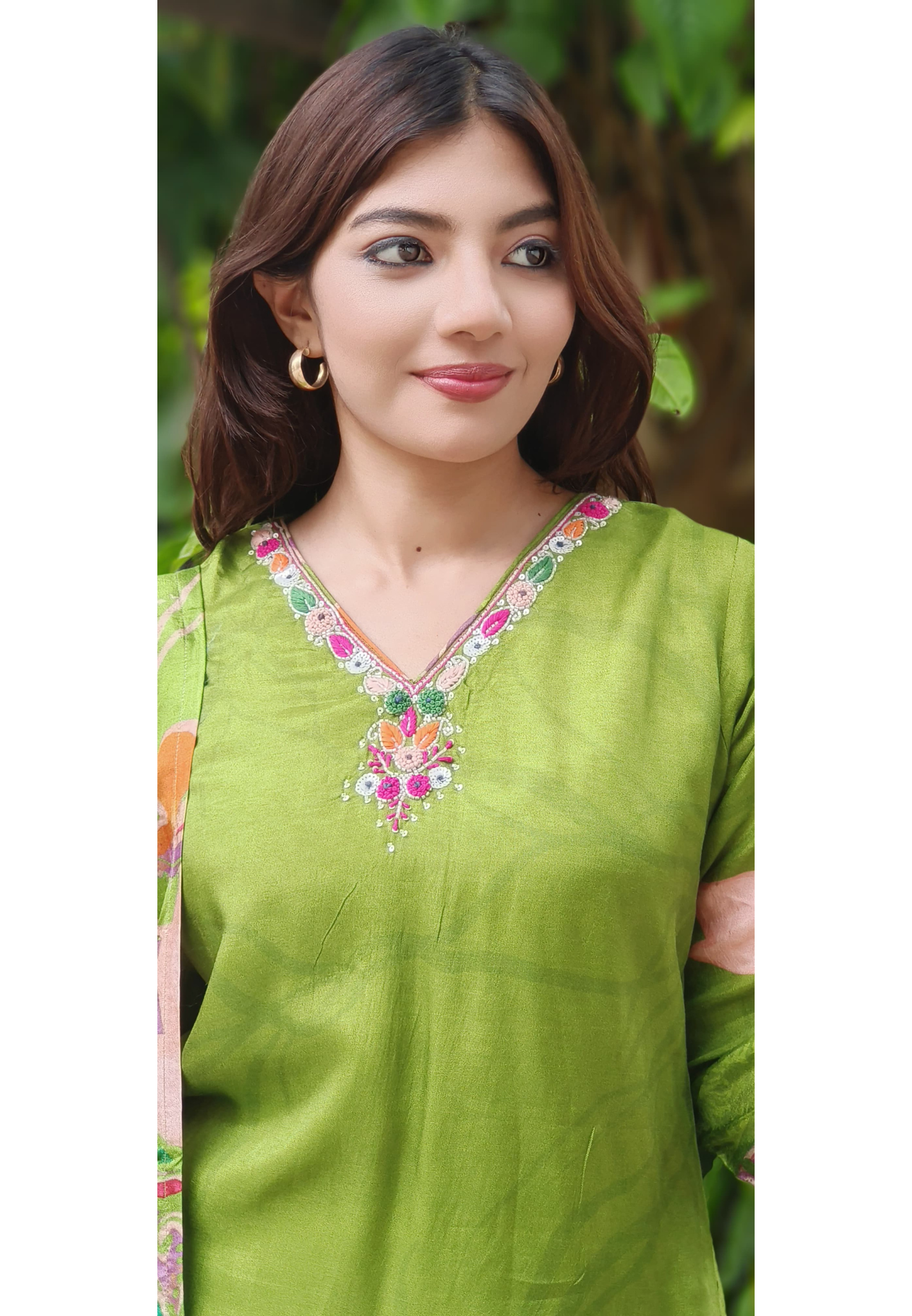 Digital Floral Print Kurta Pant With Dupatta In Dola Silk Fabric