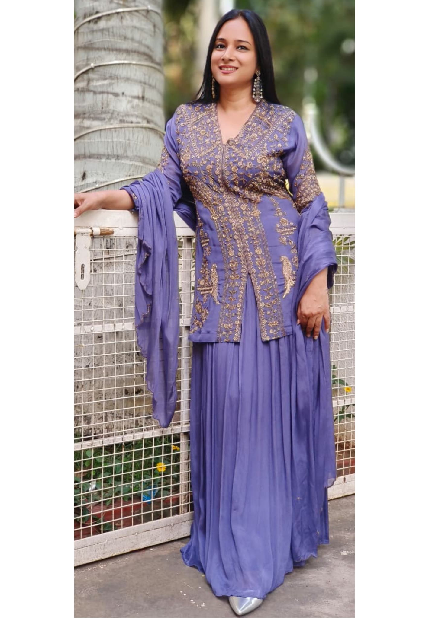 Graceful Purple Heavy Handwork Designer Party Wear