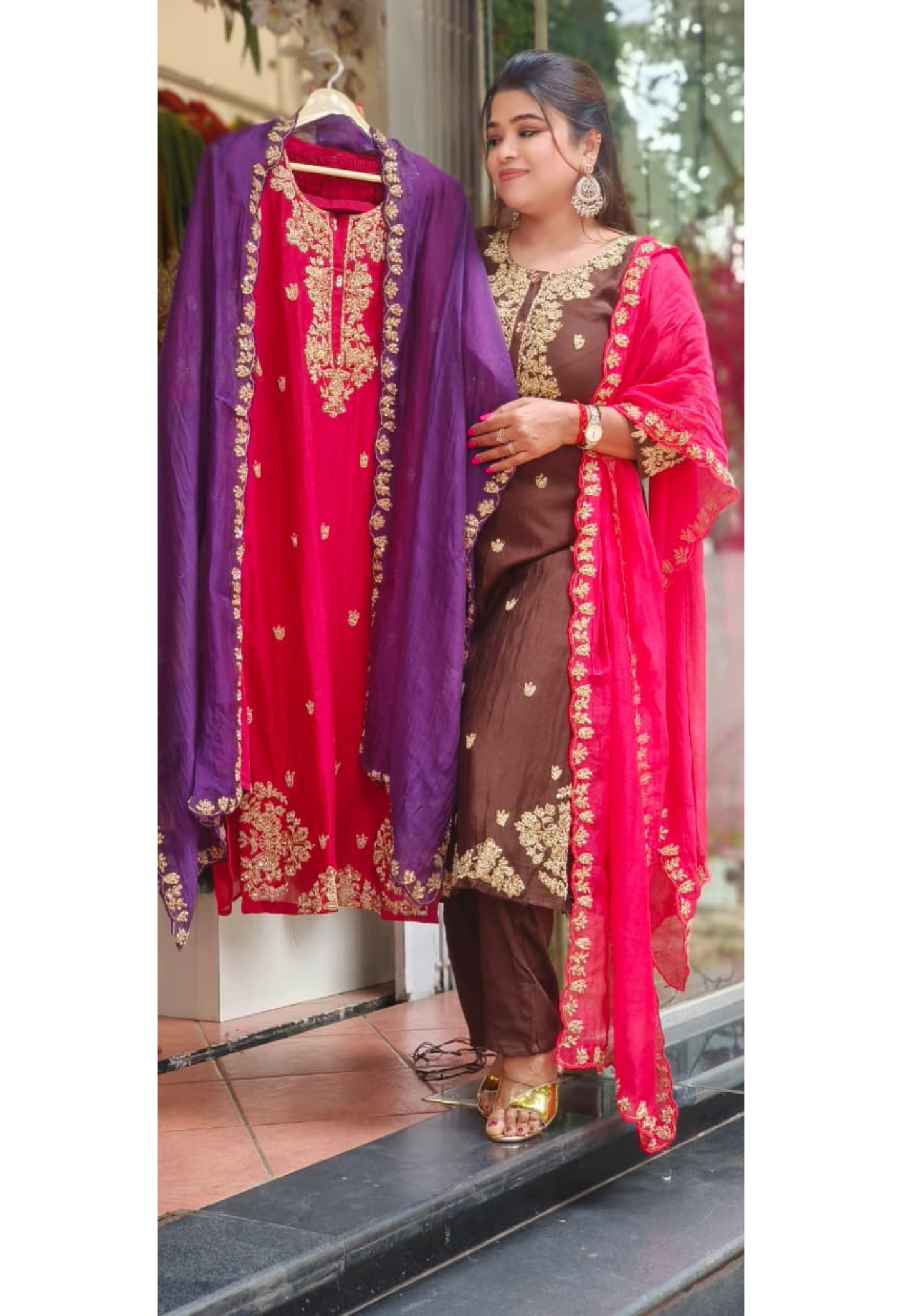Beautiful Zardosi Suttle Handwork Full Suit Set With Dupatta 10707-10708