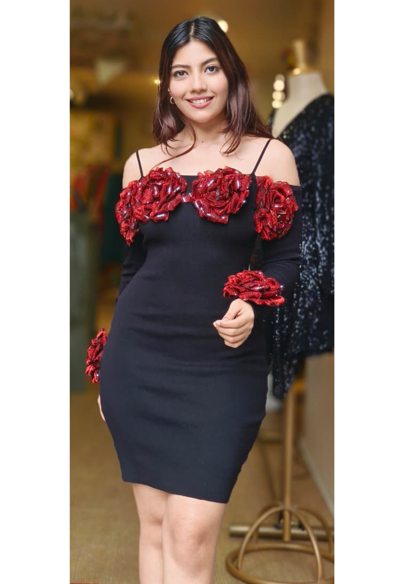 Beautiful Rose Off Shoulder Dress